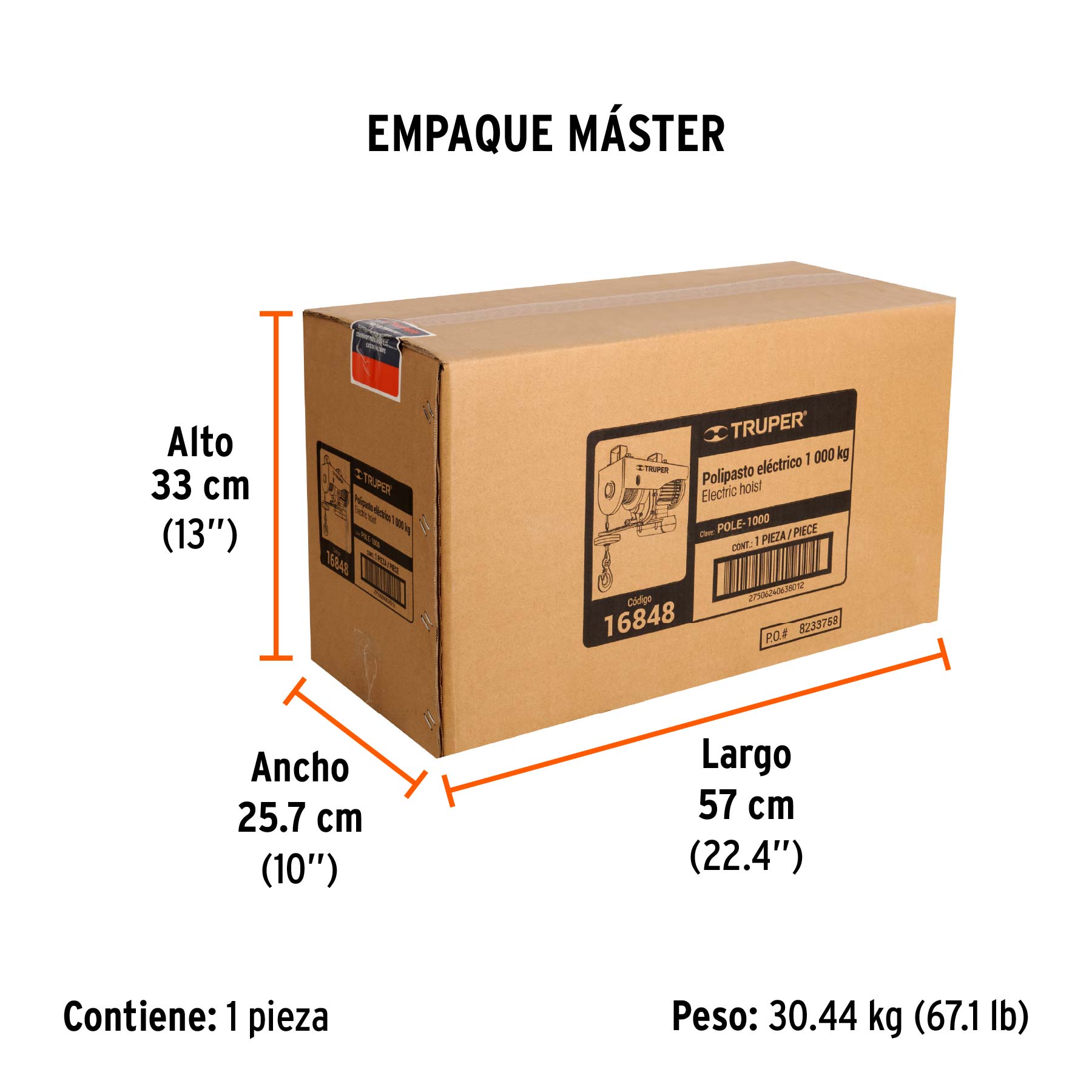 Polipasto eléctrico de 1000 kg, TRUPER TRUPER