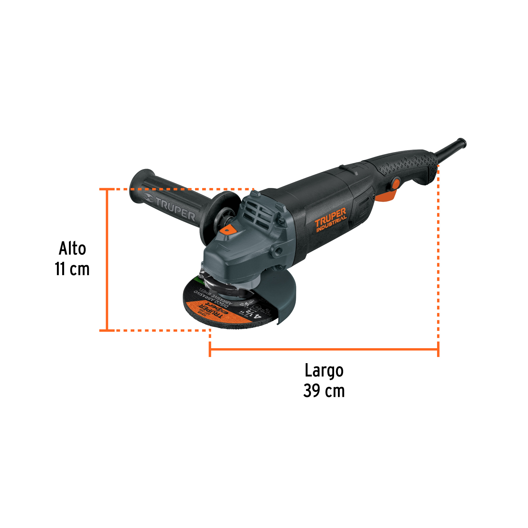 Esmeriladora angular 4-1/2", 1250W, TRUPER INDUSTRIAL TRUPER