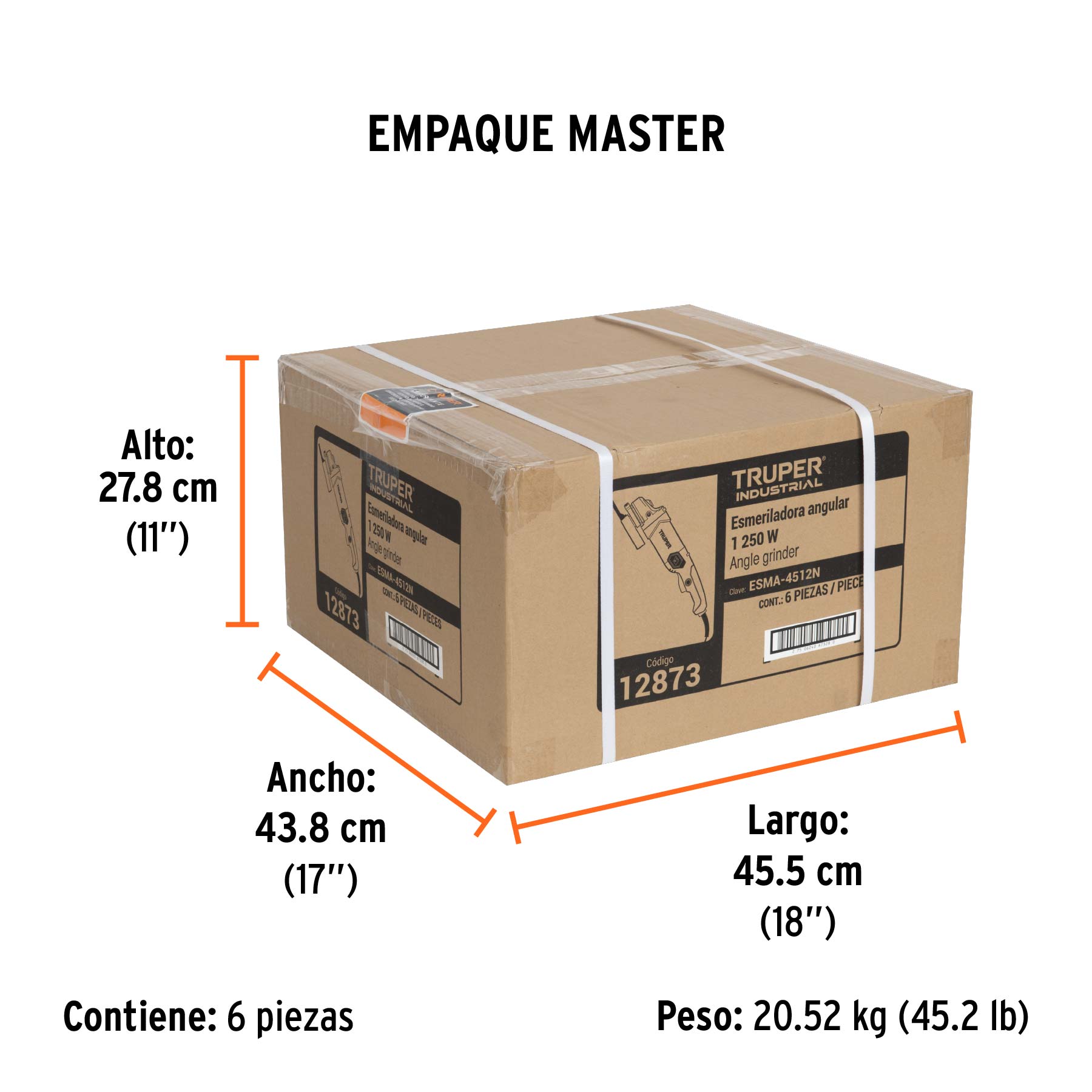Esmeriladora angular 4-1/2", 1250W, TRUPER INDUSTRIAL TRUPER