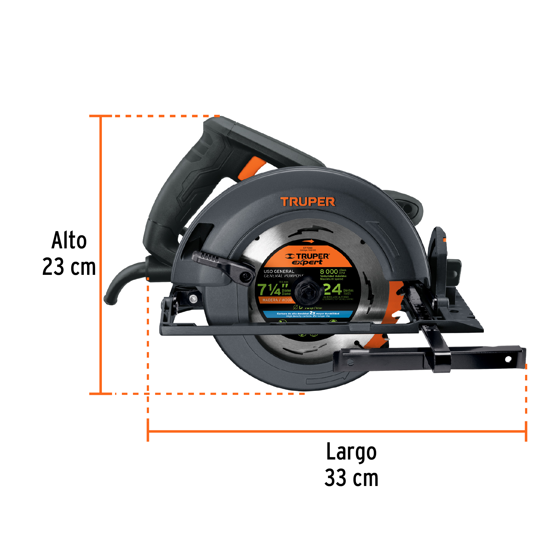 Sierra circular 7-1/4", 1800W, TRUPER INDUSTRIAL TRUPER