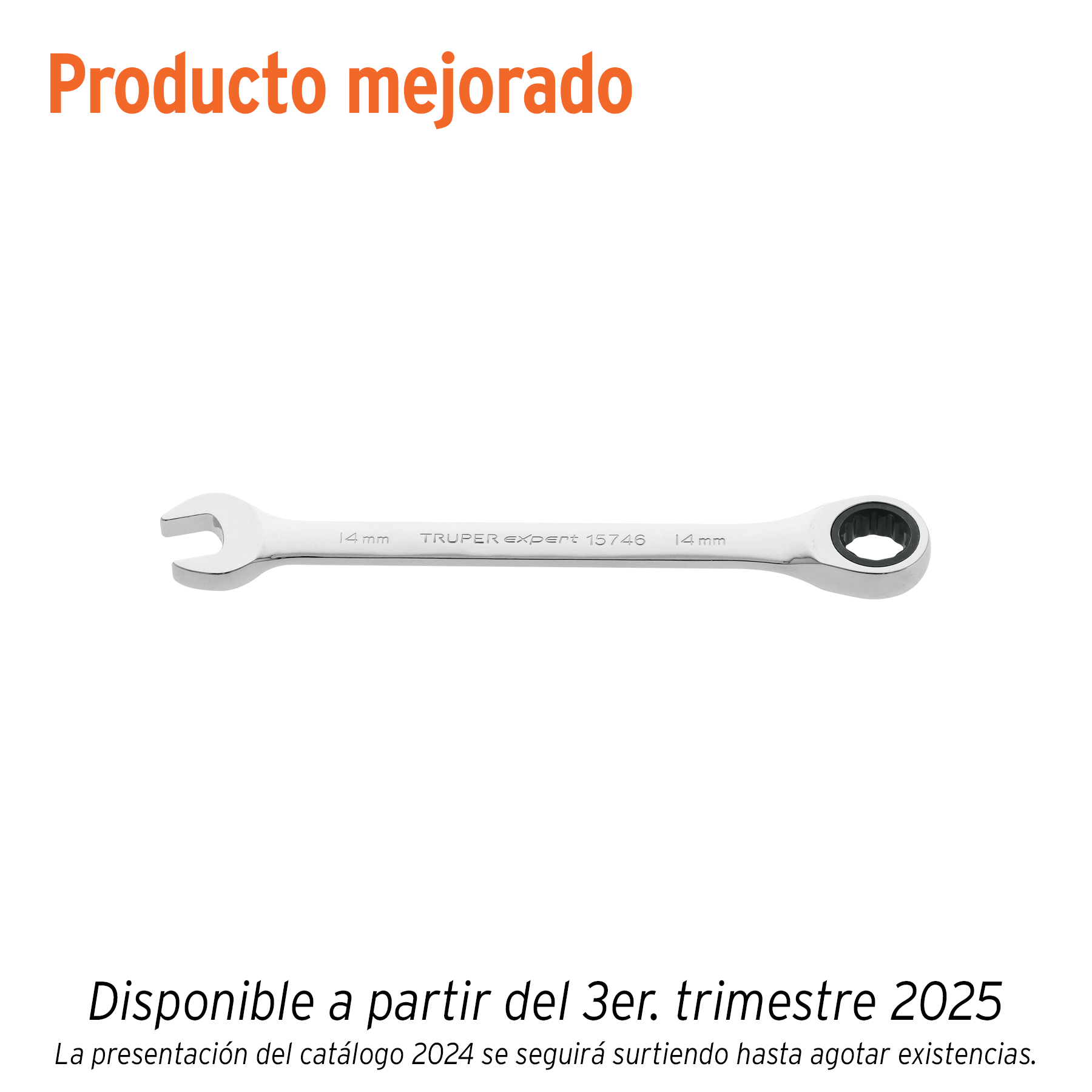 Llave combinada con matraca 14 mm x 186 mm largo, EXPERT TRUPER