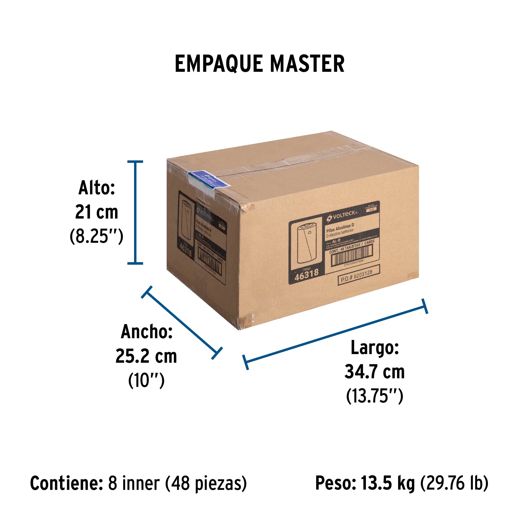 Blíster con 2 pilas alcalinas D, VOLTECK TRUPER