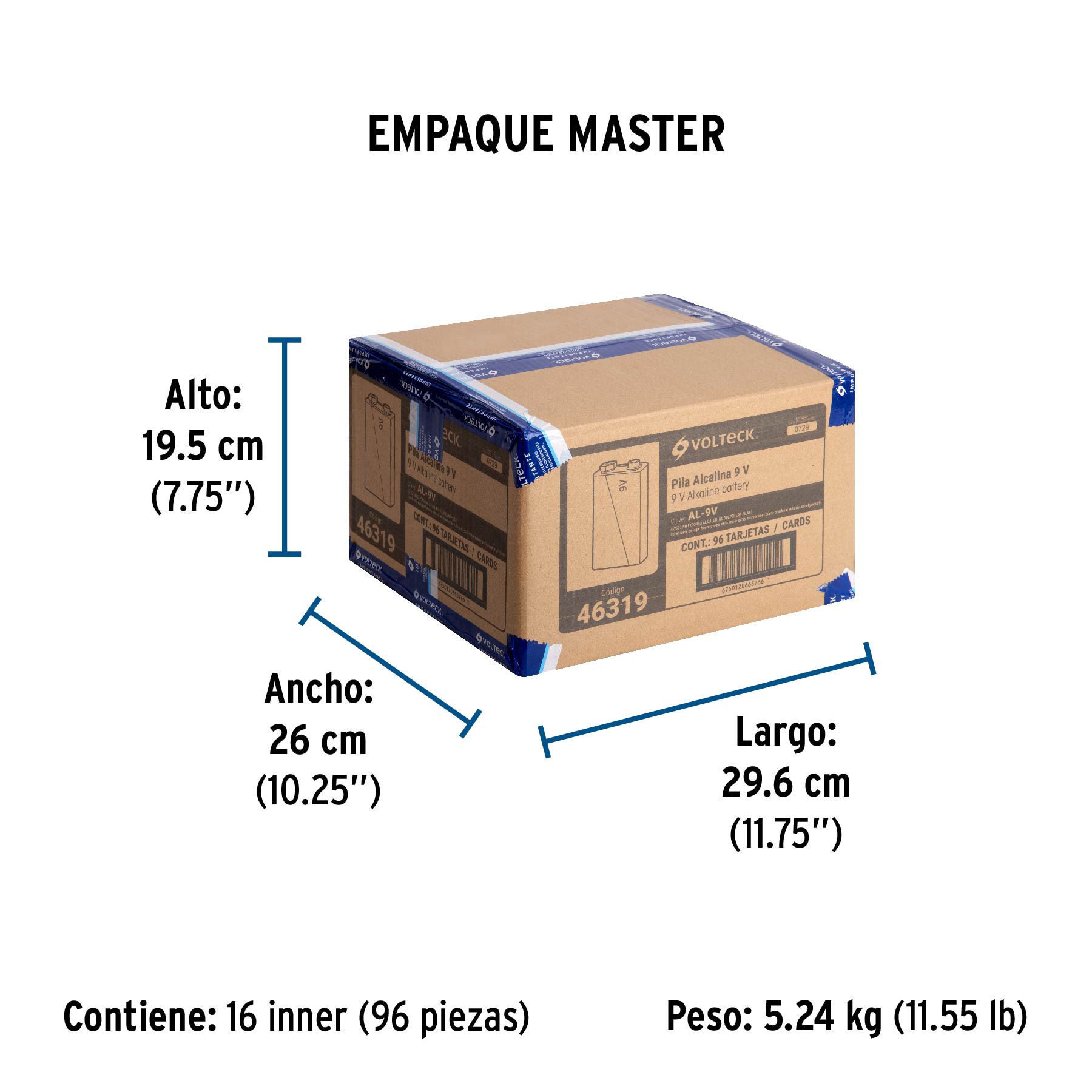 Blíster con 1 pila alcalina 9V, VOLTECK TRUPER
