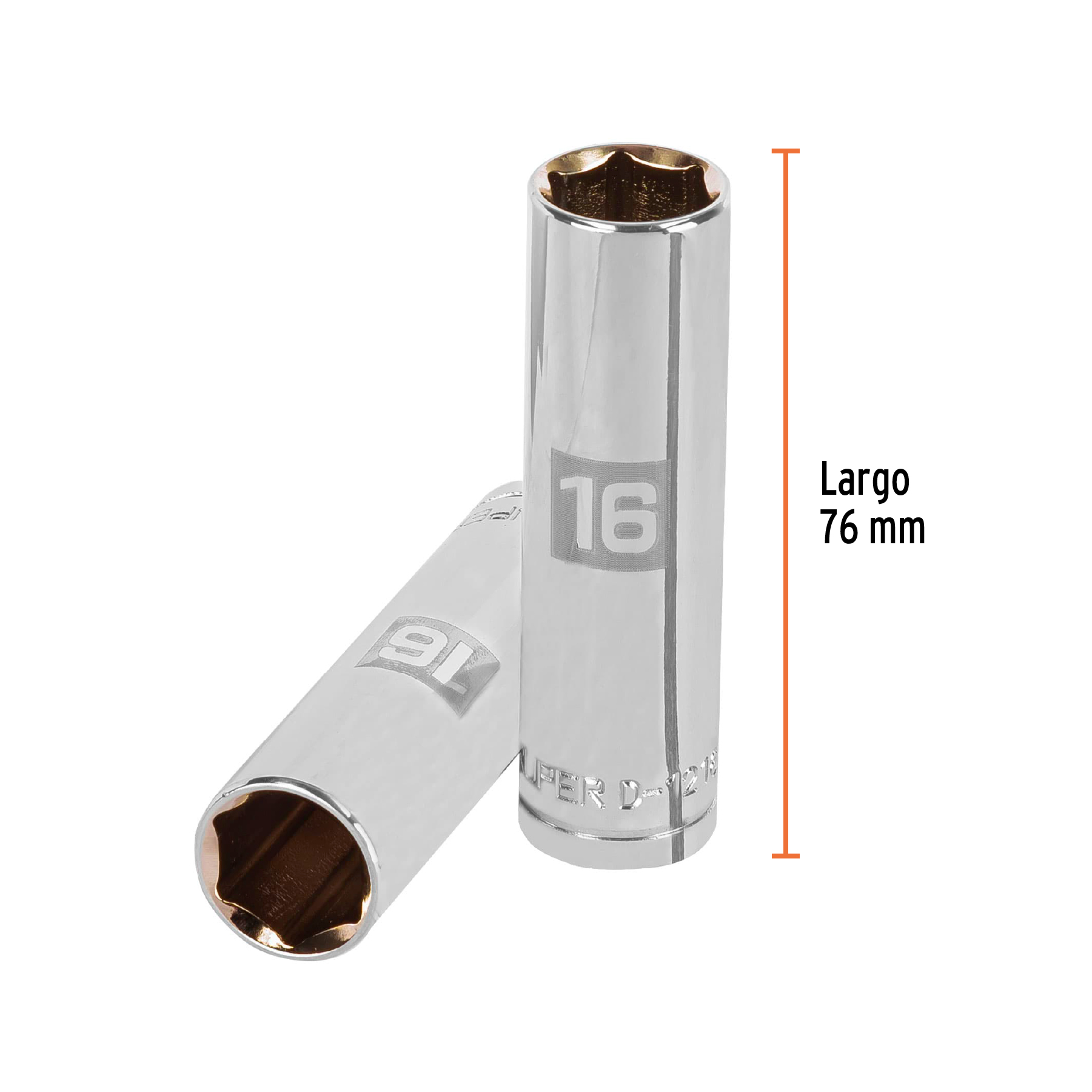 Dado largo de 16 mm, 6 puntas, cuadro 1/2", TRUPER TRUPER