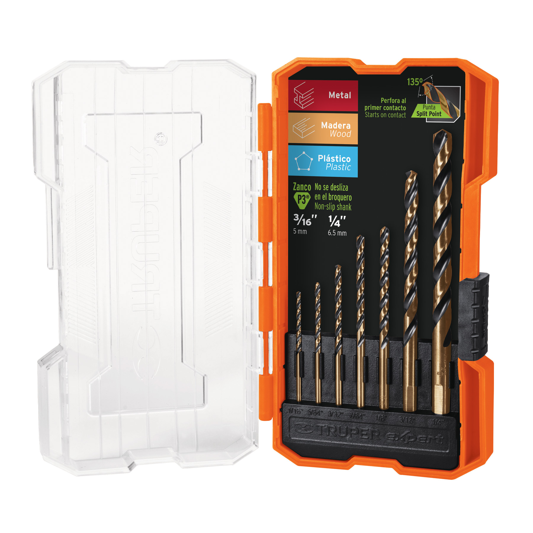 Juego de 7 brocas HSS para metal en estuche, TRUPER EXPERT TRUPER