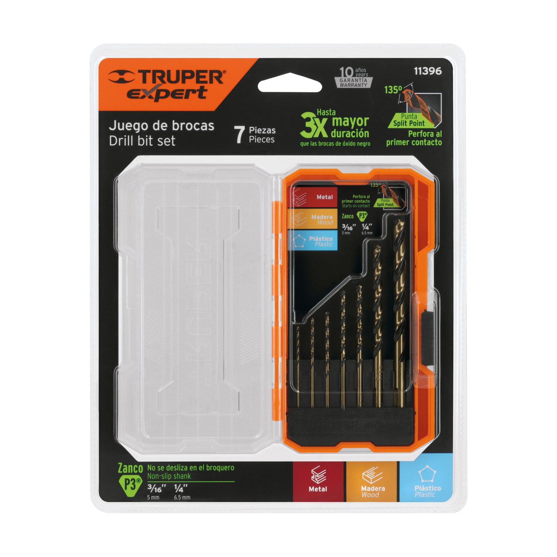 Juego de 7 brocas HSS para metal en estuche, TRUPER EXPERT TRUPER