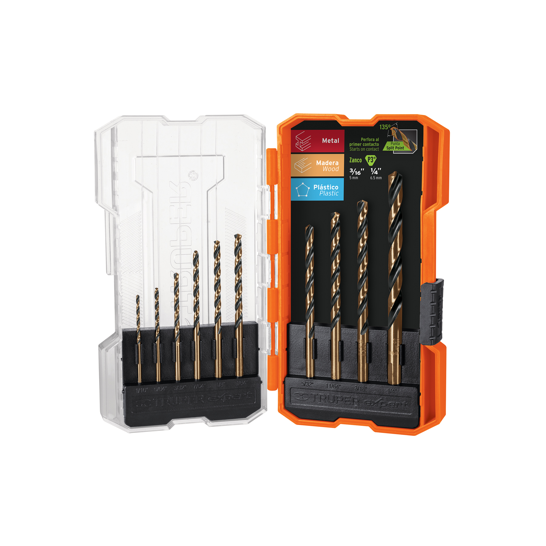 Juego de 10 brocas HSS para metal en estuche, TRUPER EXPERT TRUPER