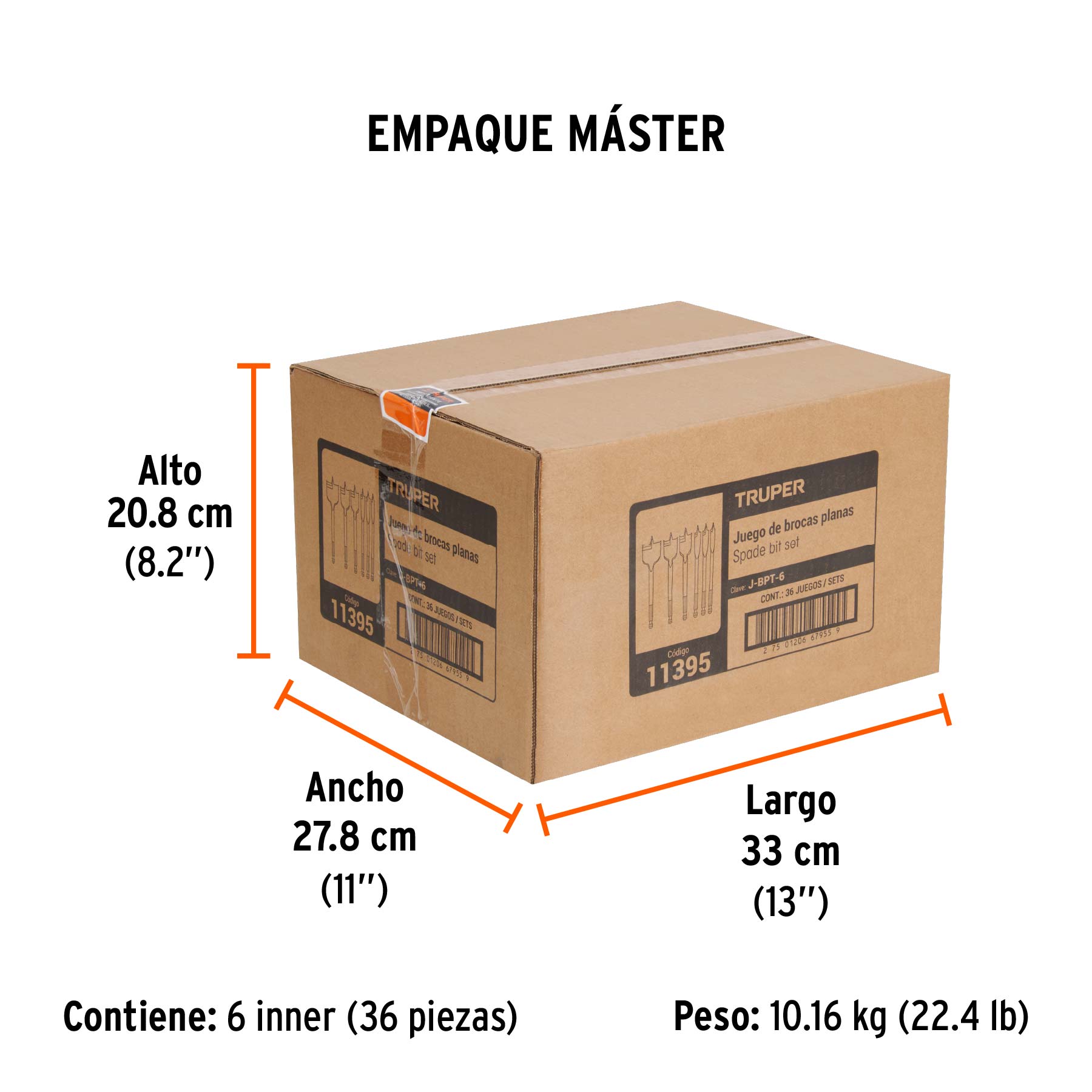 Juego de brocas planas de manita, 6 piezas, TRUPER TRUPER