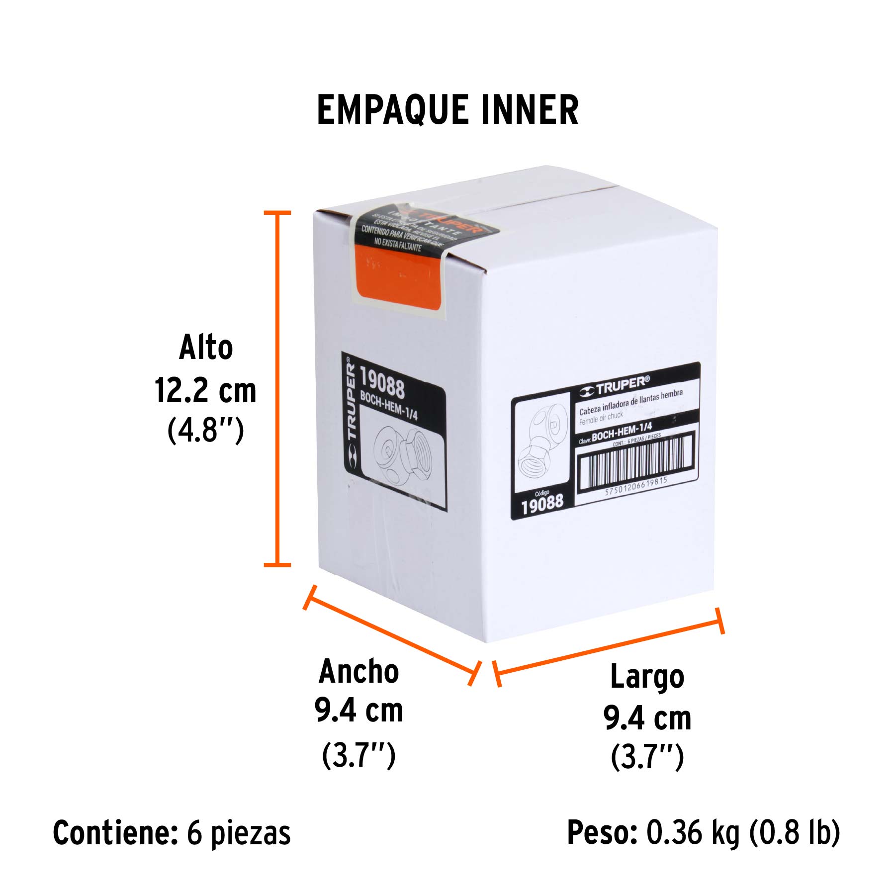 Cabeza infladora de llantas, conexión hembra 1/4" NPT,TRUPER TRUPER