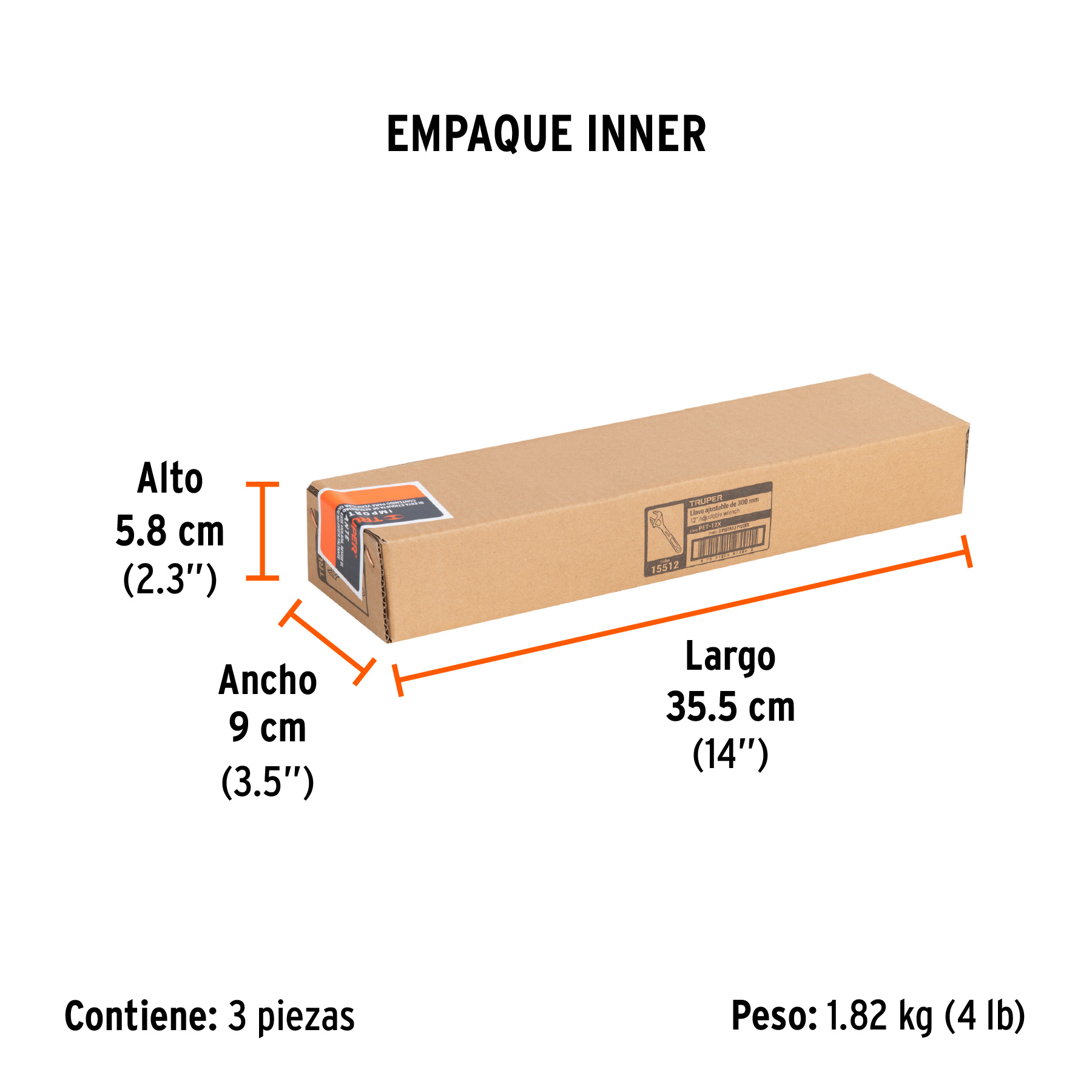 Llave ajustable (perico) 12" cromada, TRUPER TRUPER