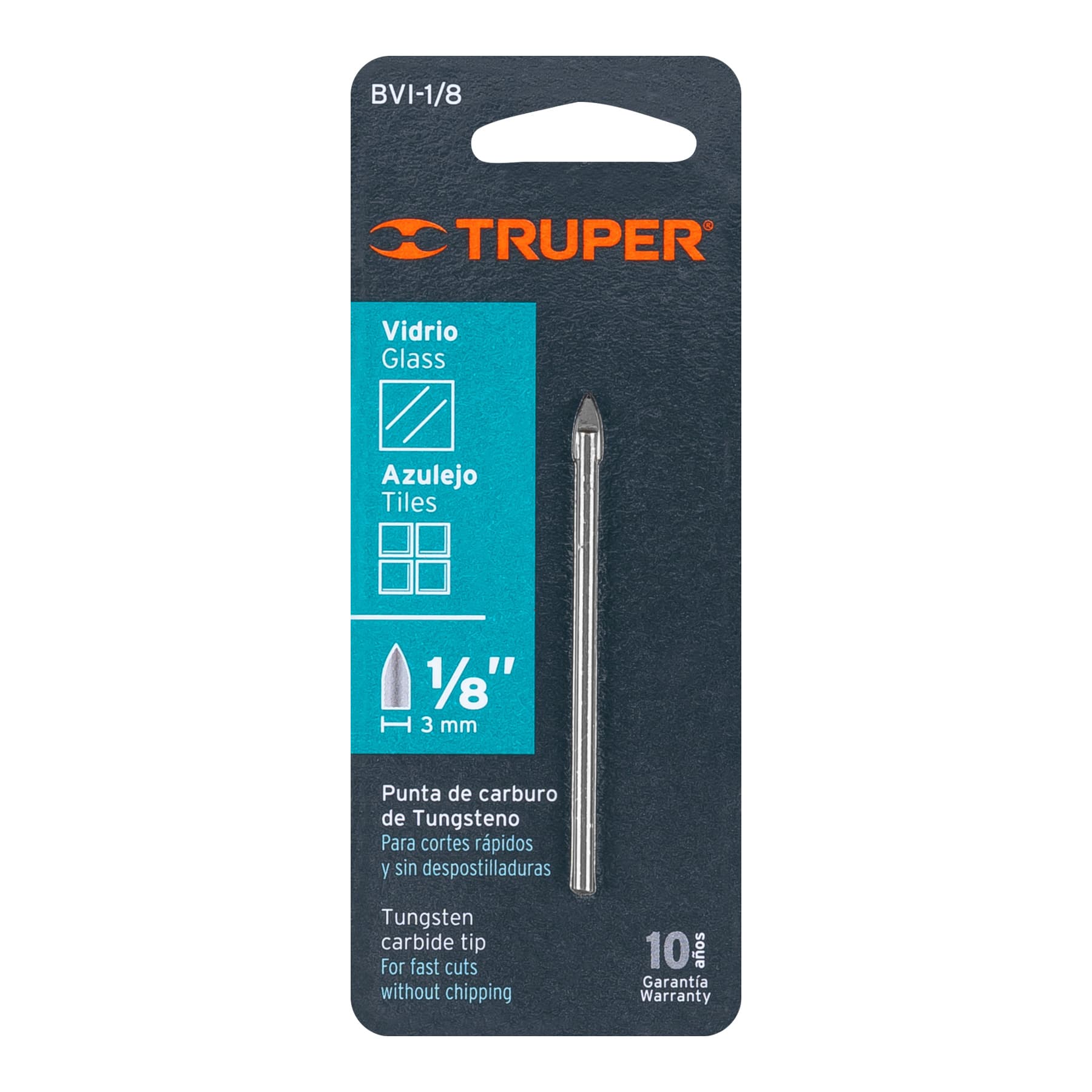 Broca para vidrio y azulejo de 1/8", TRUPER TRUPER