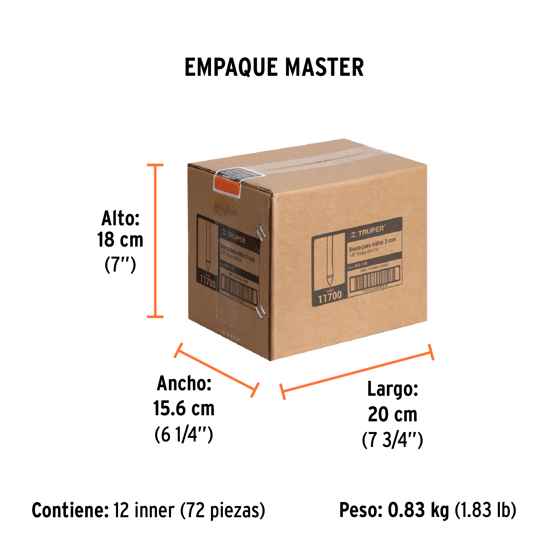 Broca para vidrio y azulejo de 1/8", TRUPER TRUPER