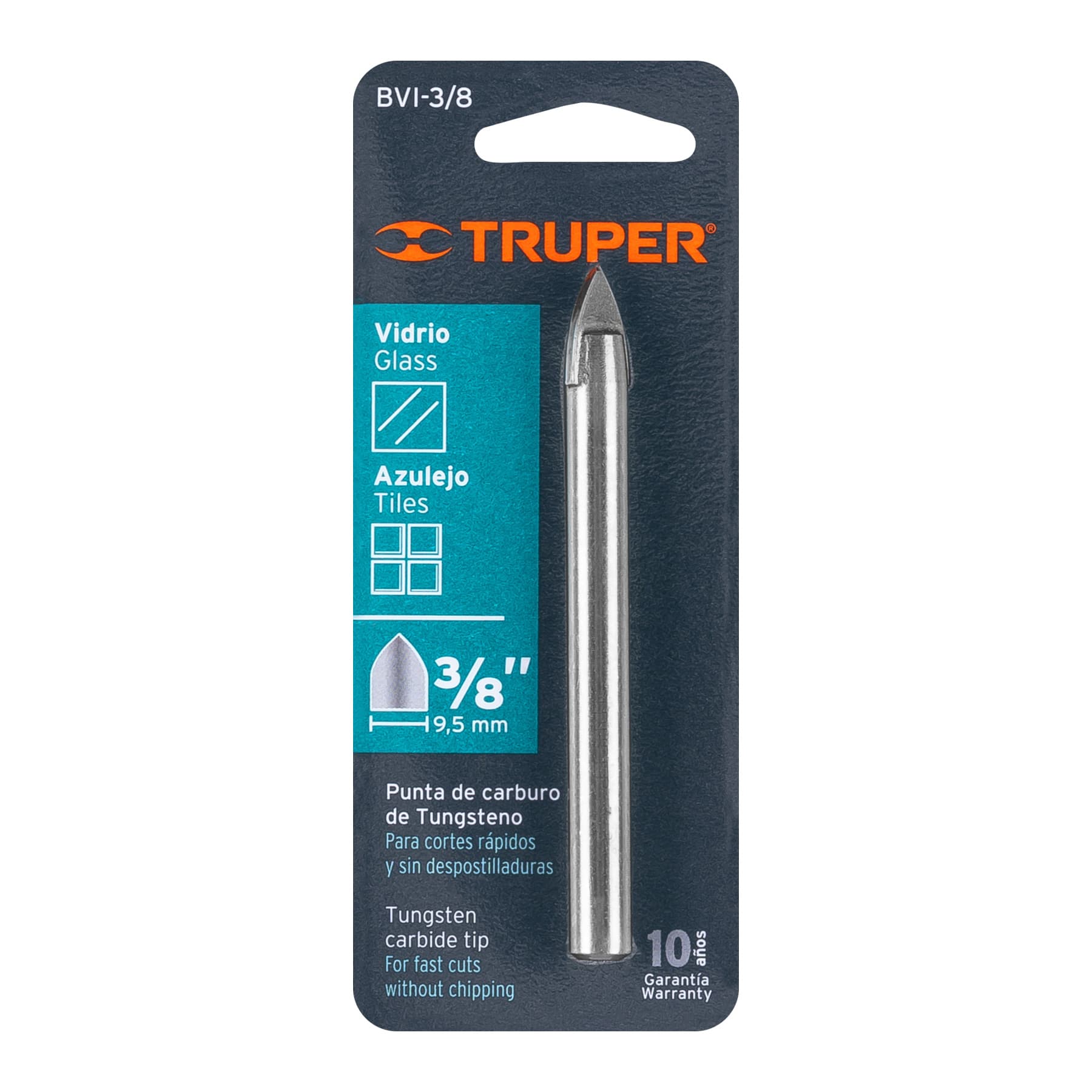 Broca para vidrio y azulejo de 3/8", TRUPER TRUPER