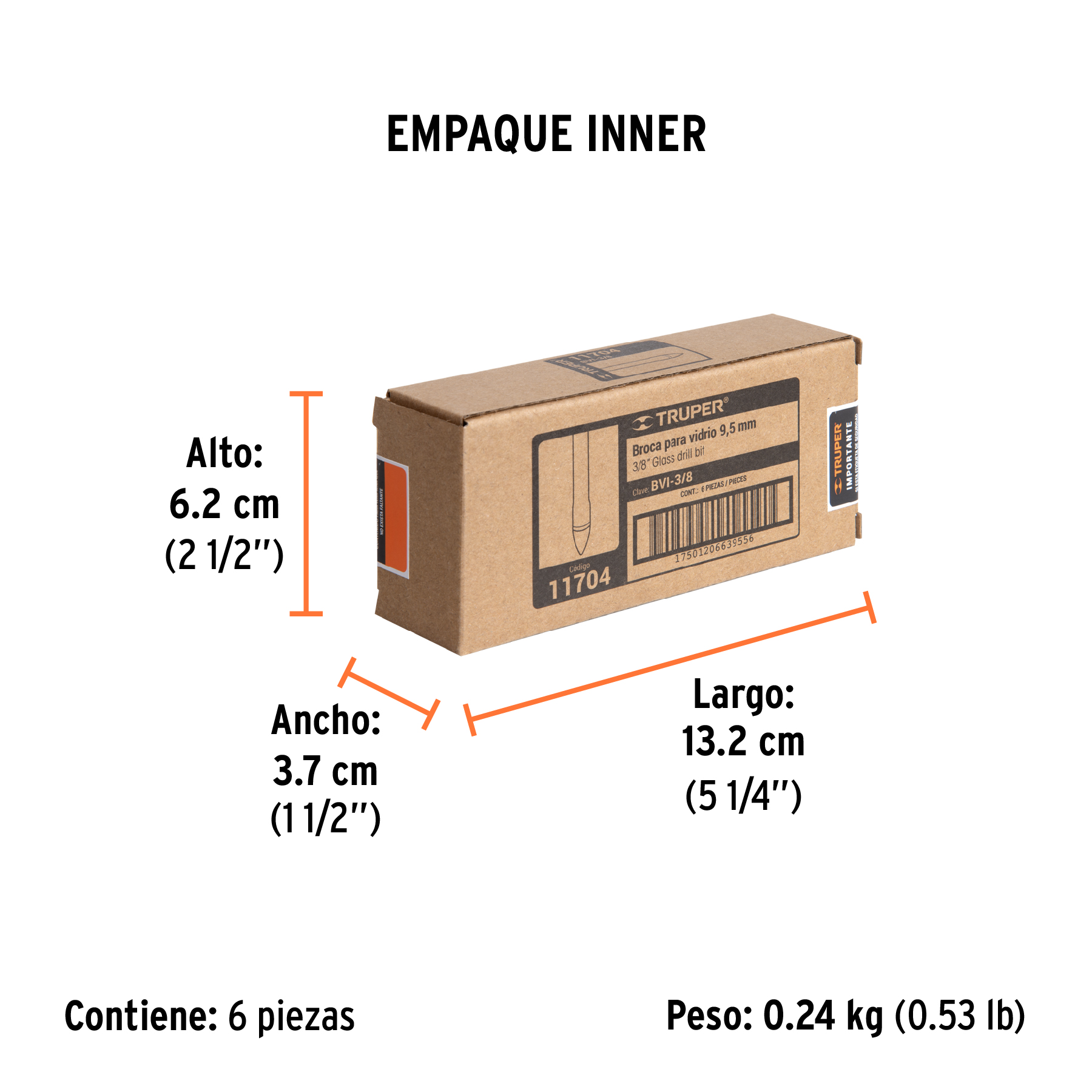 Broca para vidrio y azulejo de 3/8", TRUPER TRUPER