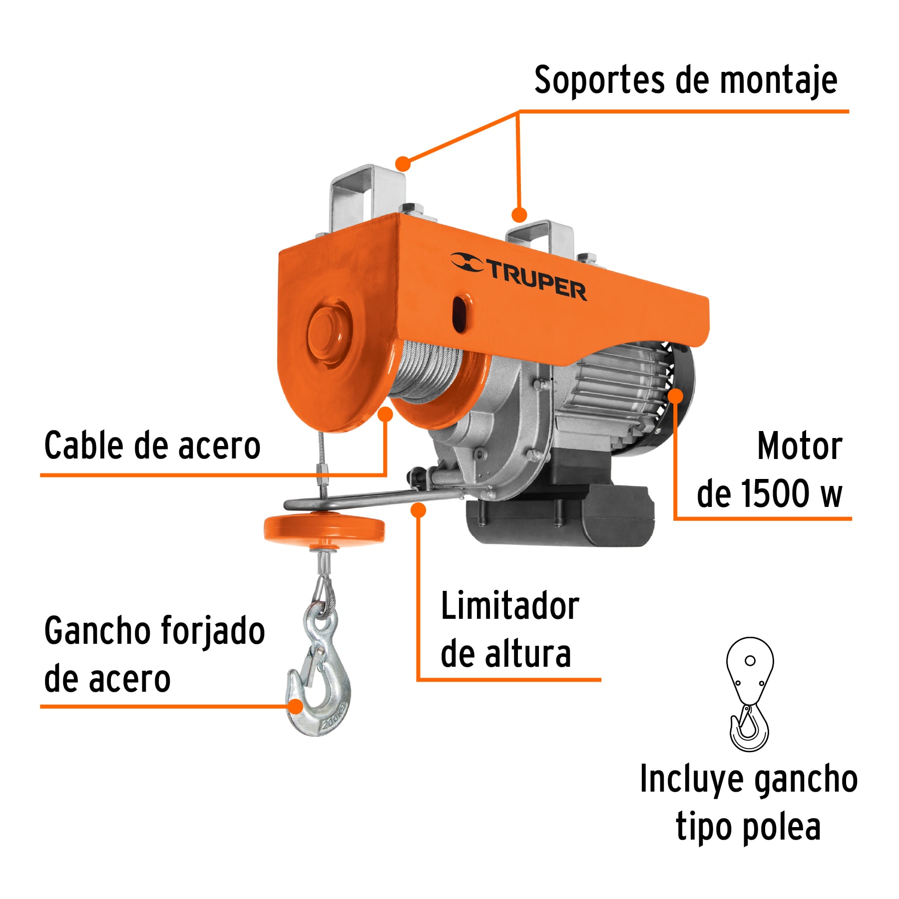 Polipasto eléctrico de 400 kg, TRUPER TRUPER