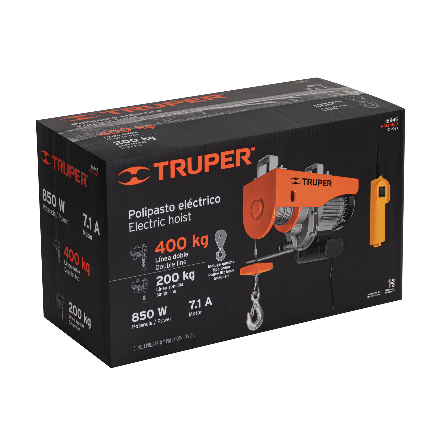 Polipasto eléctrico de 400 kg, TRUPER TRUPER