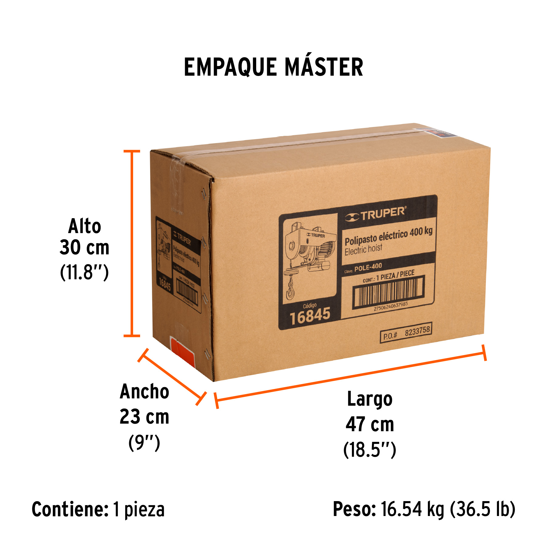 Polipasto eléctrico de 400 kg, TRUPER TRUPER