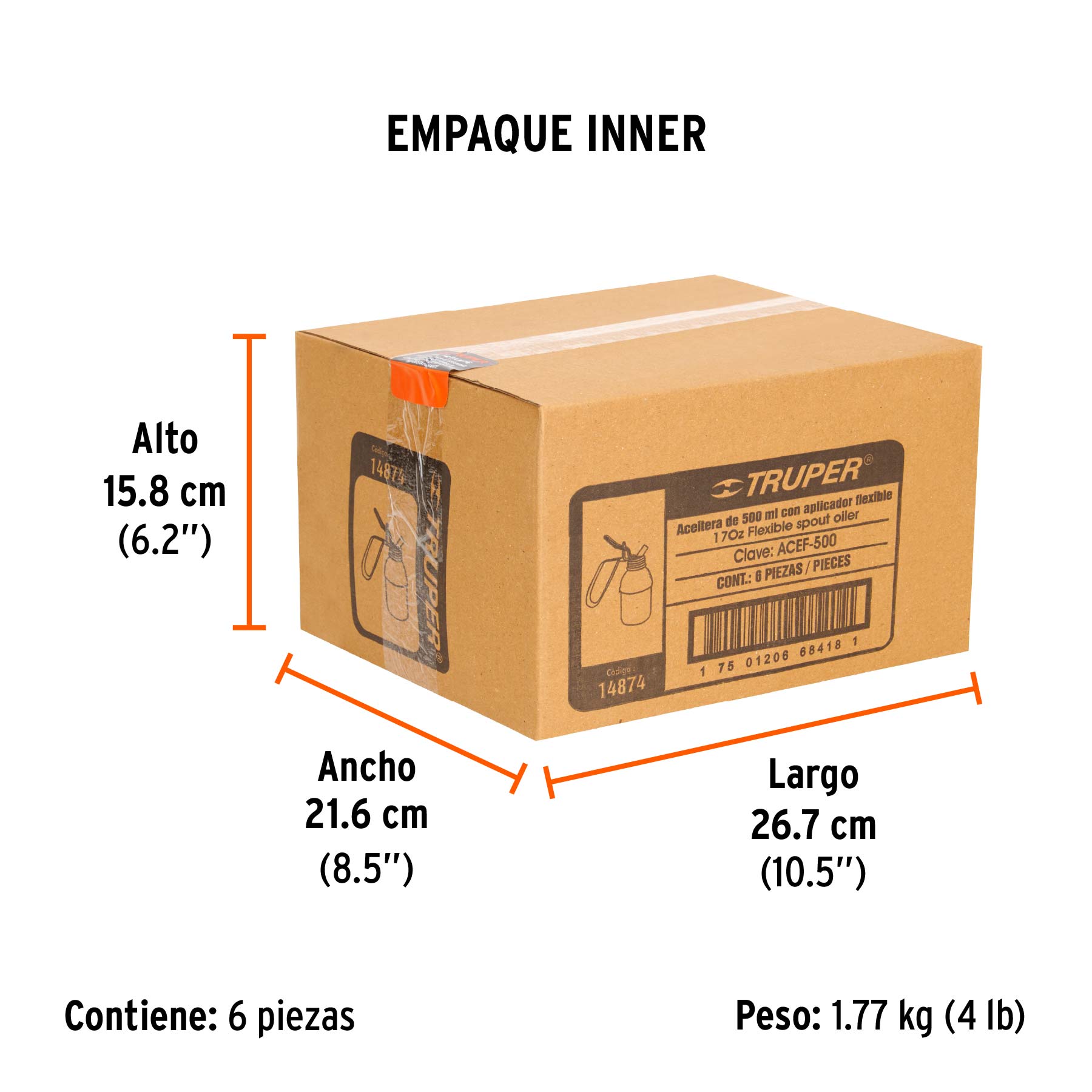 Aceitera de 500 ml (17 oz) con aplicador flexible, TRUPER TRUPER