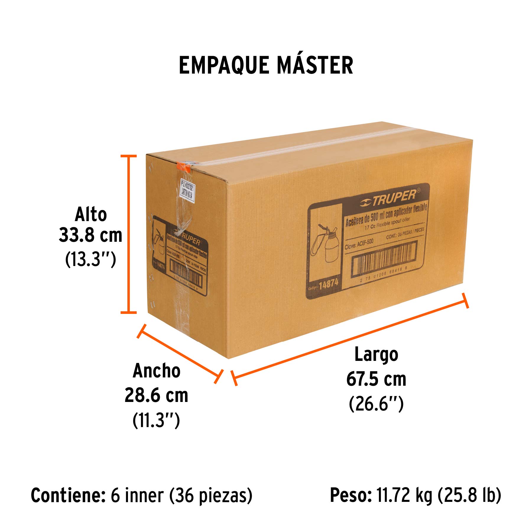 Aceitera de 500 ml (17 oz) con aplicador flexible, TRUPER TRUPER