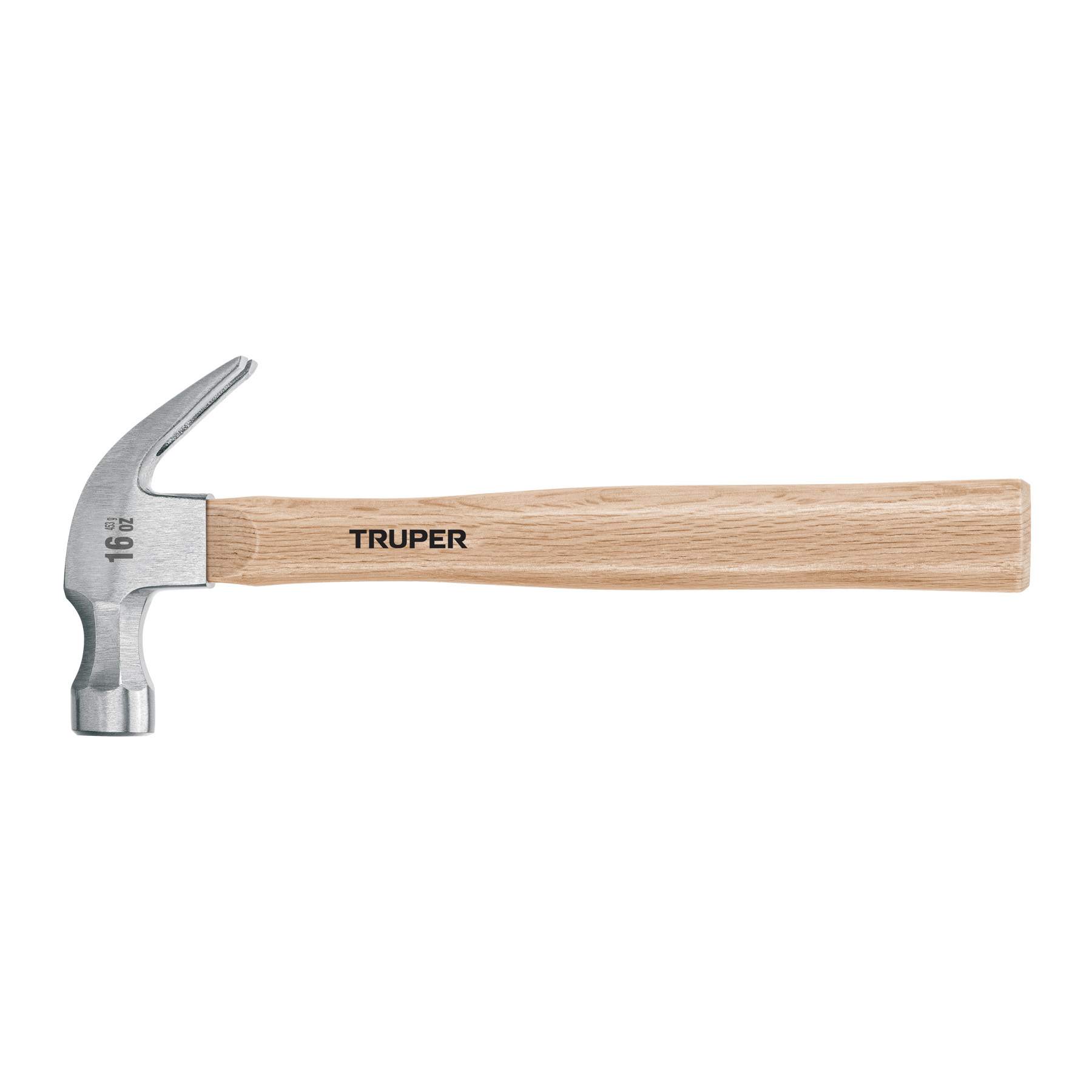 Martillo pulido, 16 oz, uña curva, mango madera, TRUPER TRUPER