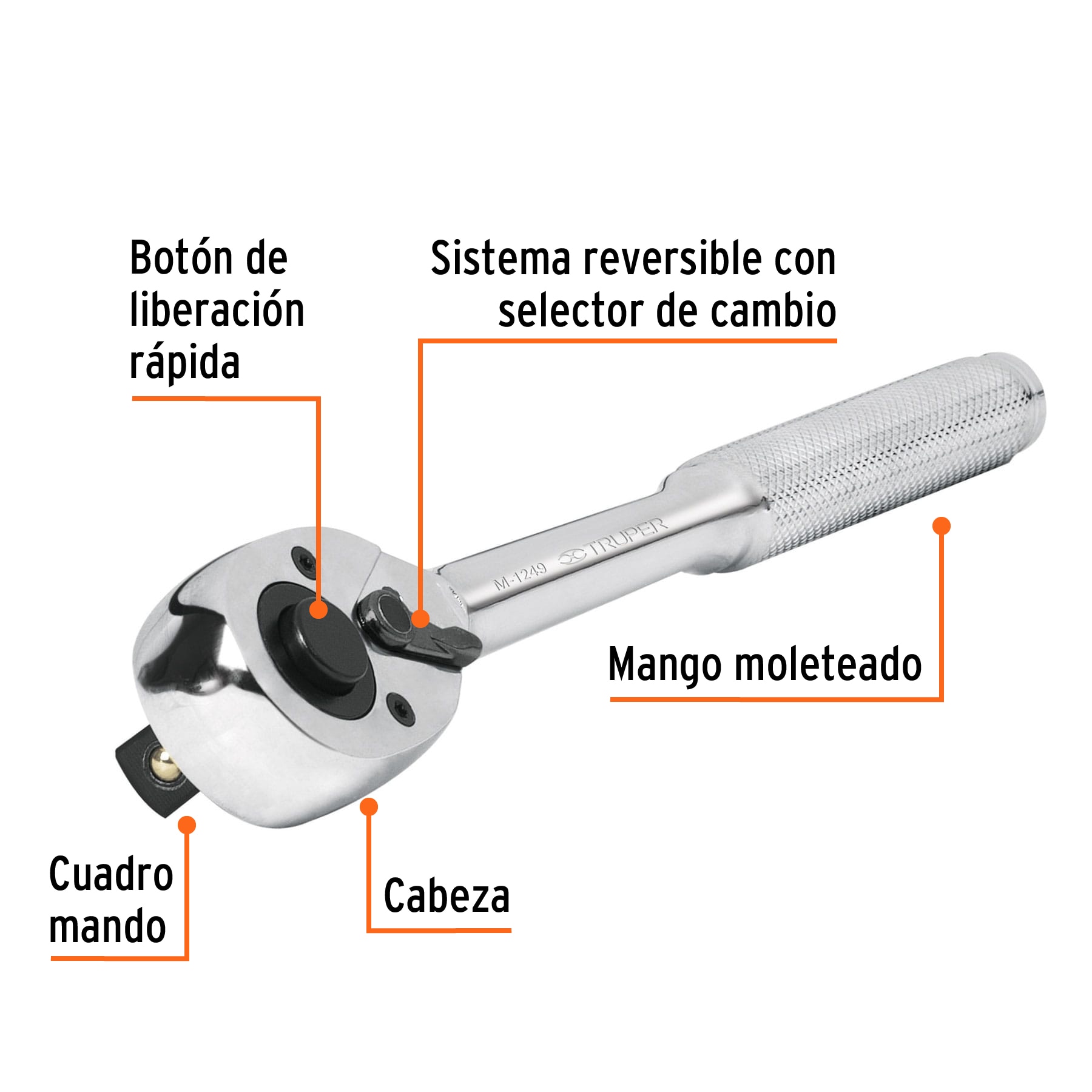 Matraca cuadro 1/2" cabeza de pera de liberación rápida TRUPER