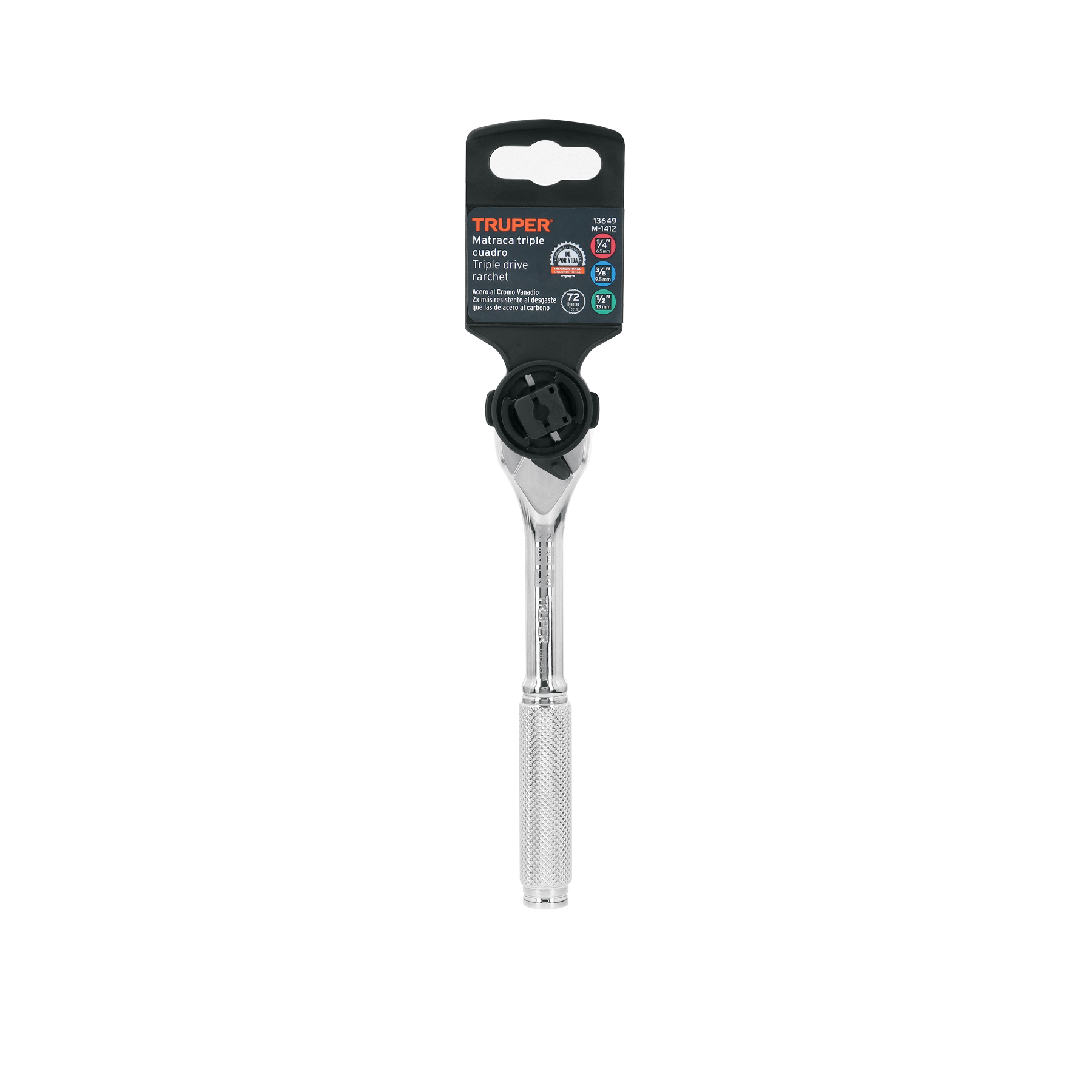 Matraca triple cuadros 1/4", 3/8" y 1/2", TRUPER TRUPER