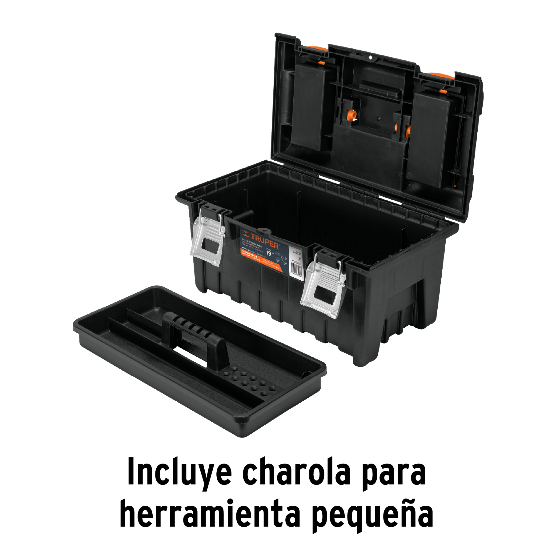 Caja p/herramienta 19" c/compartimentos y broches metálicos TRUPER