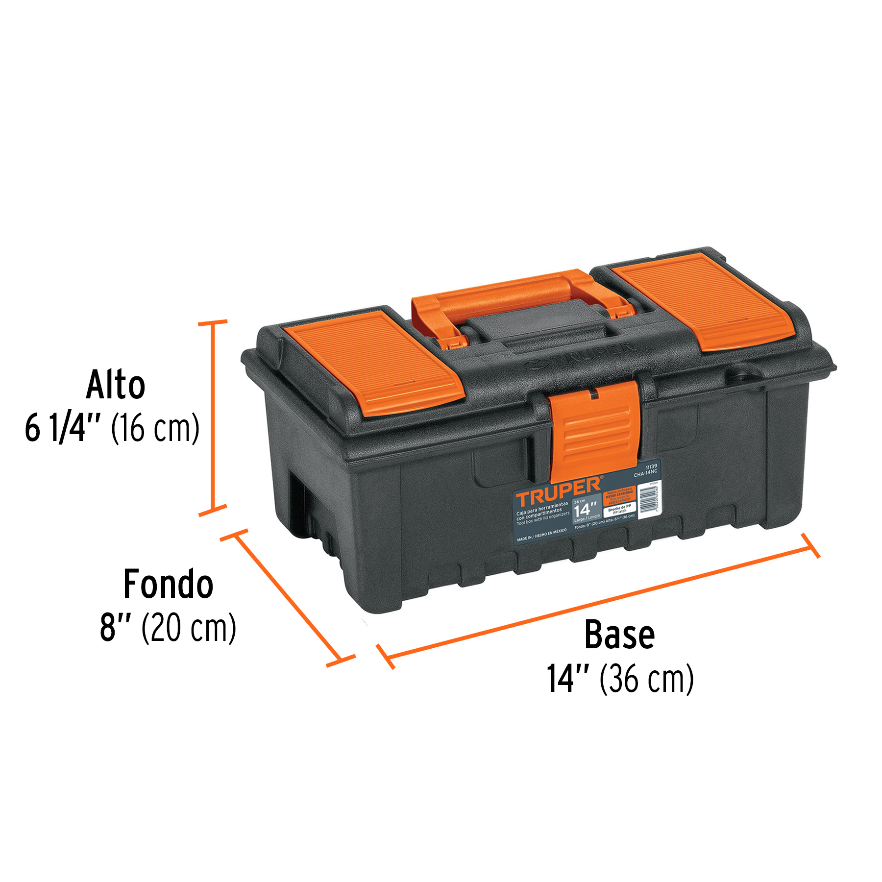 Caja para herramienta de 14" con compartimentos, TRUPER TRUPER