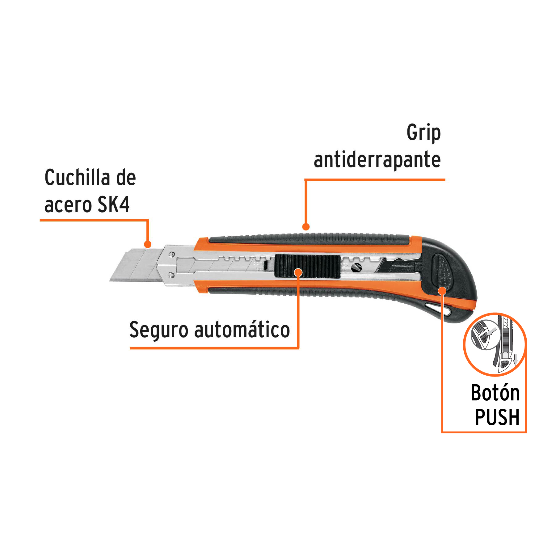 Cutter 18 mm profesional con alma metálica y grip, TRUPER TRUPER