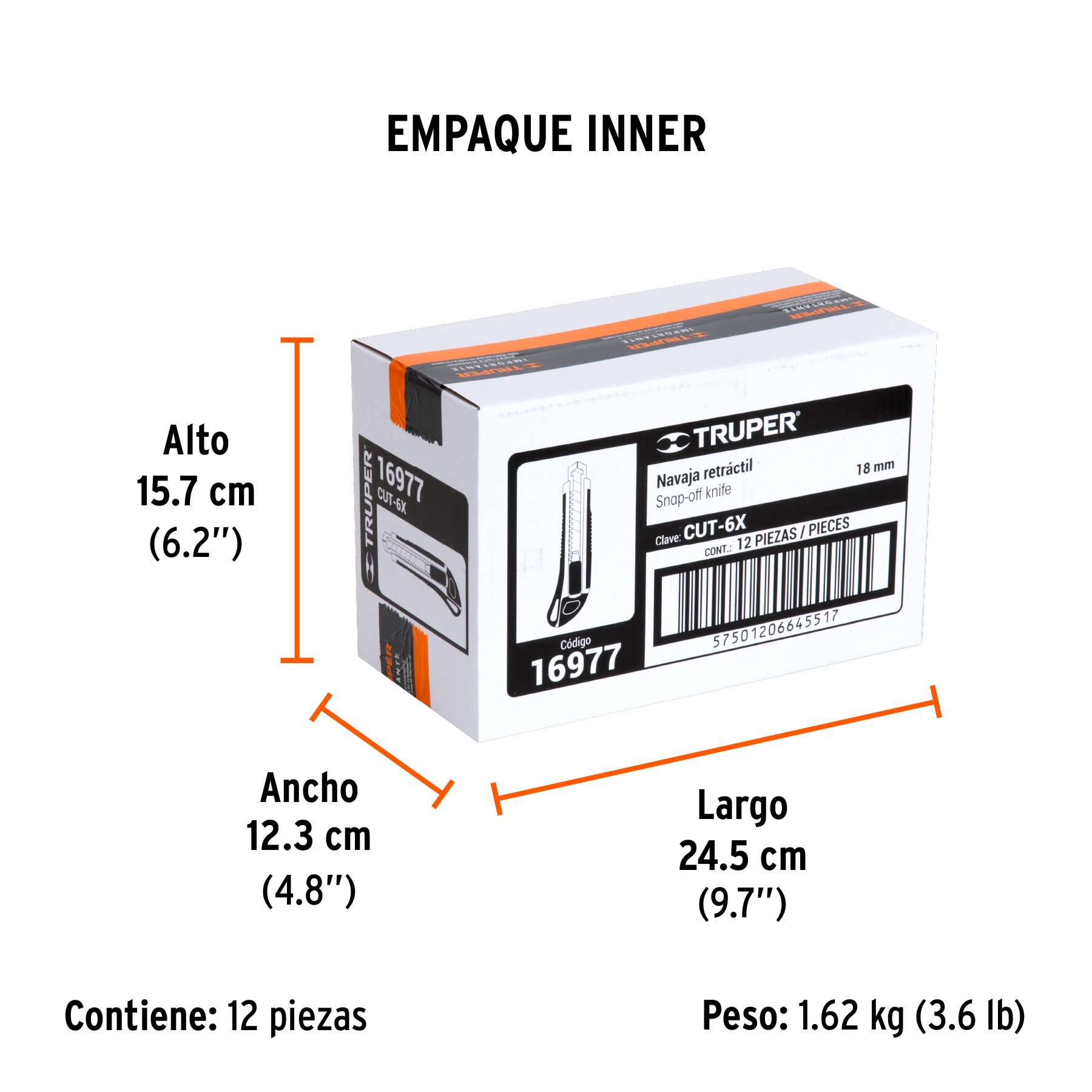 Cutter 18 mm profesional con alma metálica y grip, TRUPER TRUPER