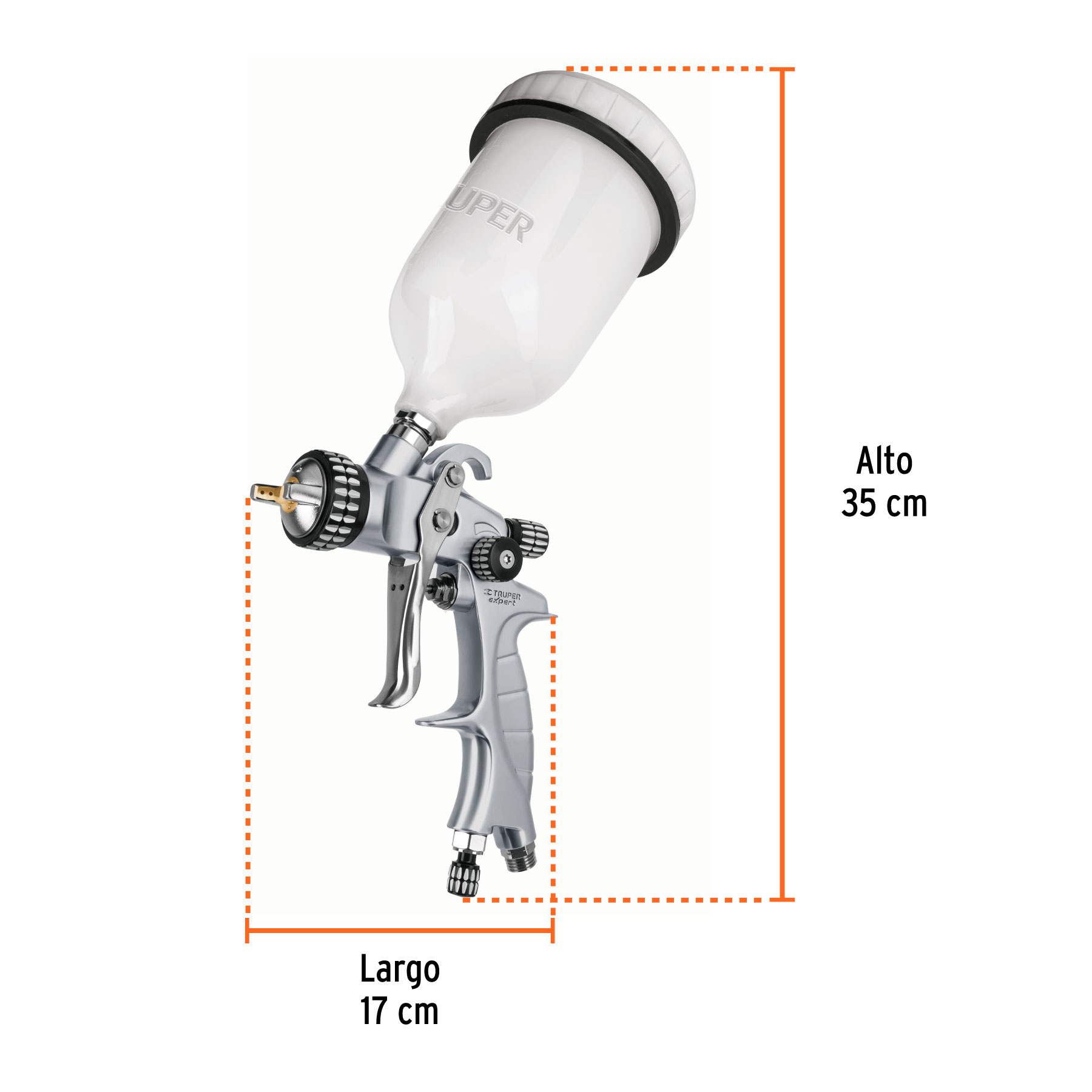 Pistola p/pintar gravedad HVLP vaso plástico, 1.4 mm, EXPERT TRUPER