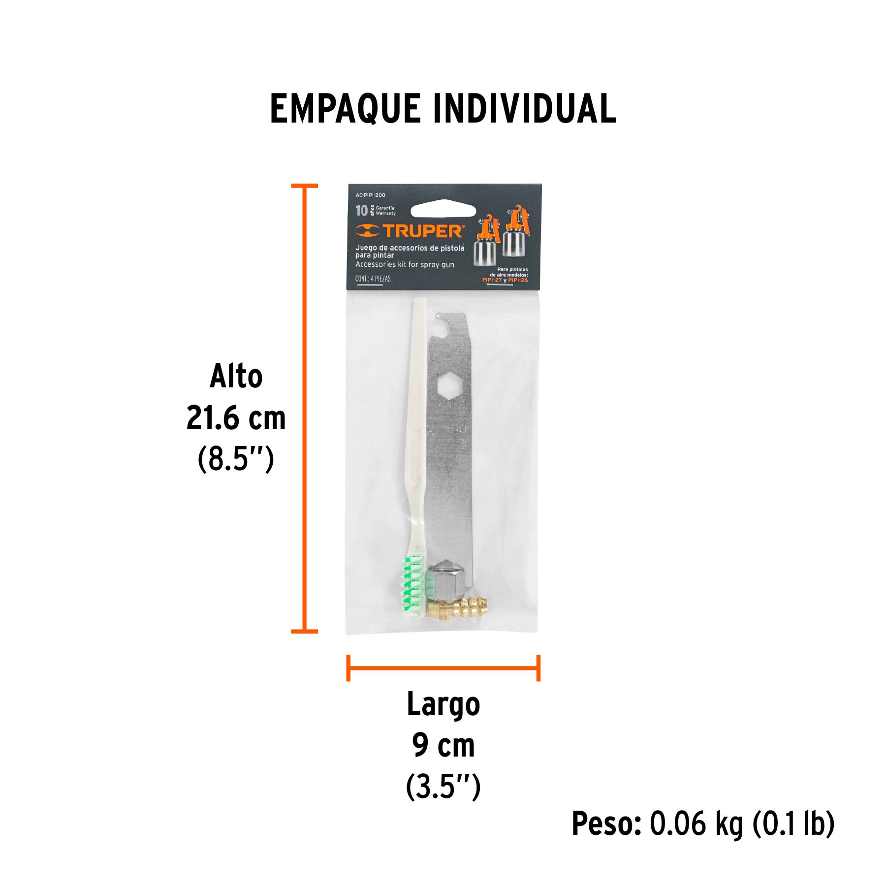 Accesorios (llave, cepillo, tuerca y espiga) p/PIPI-26 y 27 TRUPER