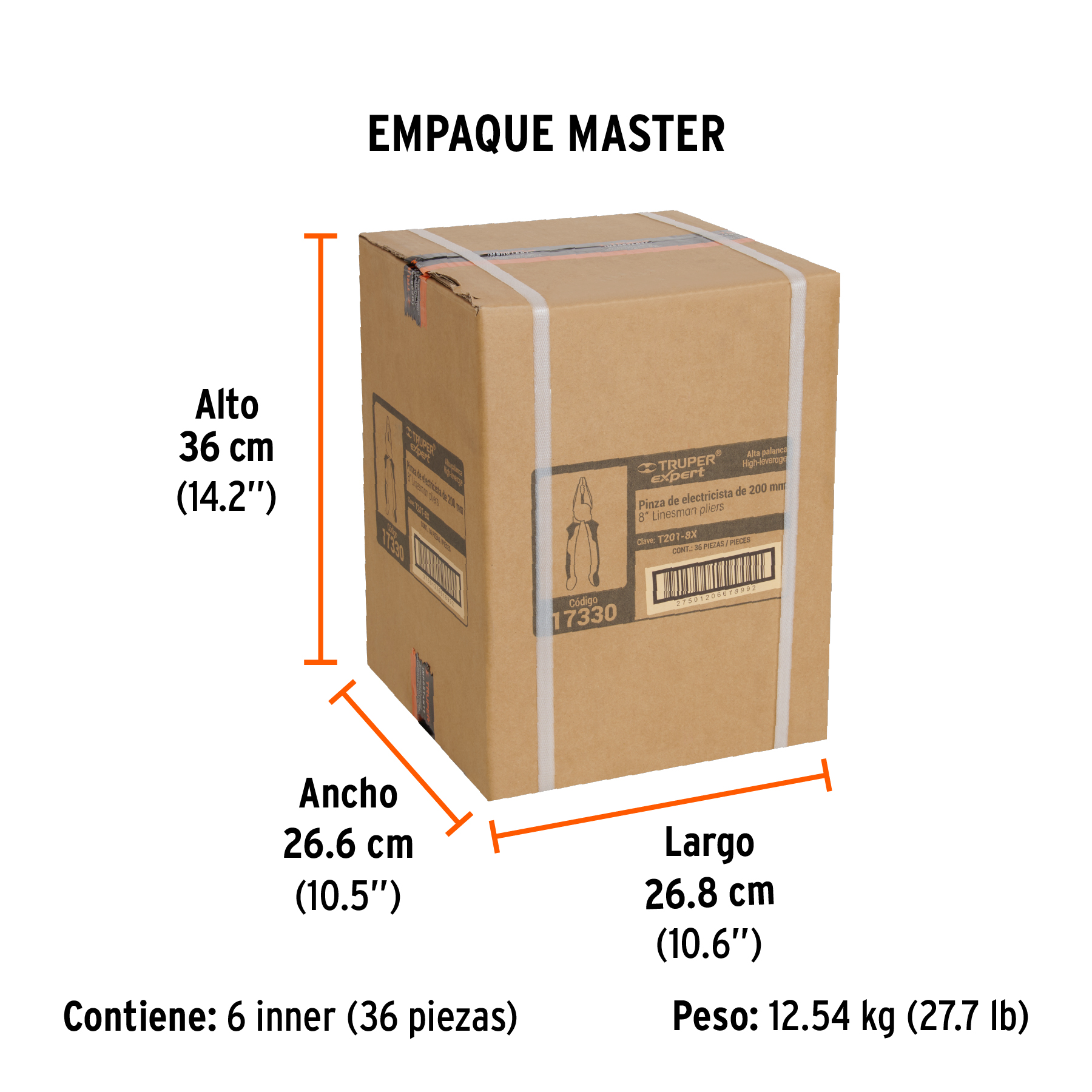 Pinza para electricista 8" alta palanca,Comfort Grip,EXPERT TRUPER