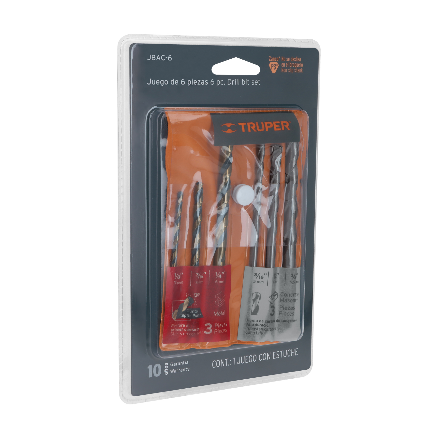 Juego de 6 brocas para metal y concreto, TRUPER TRUPER