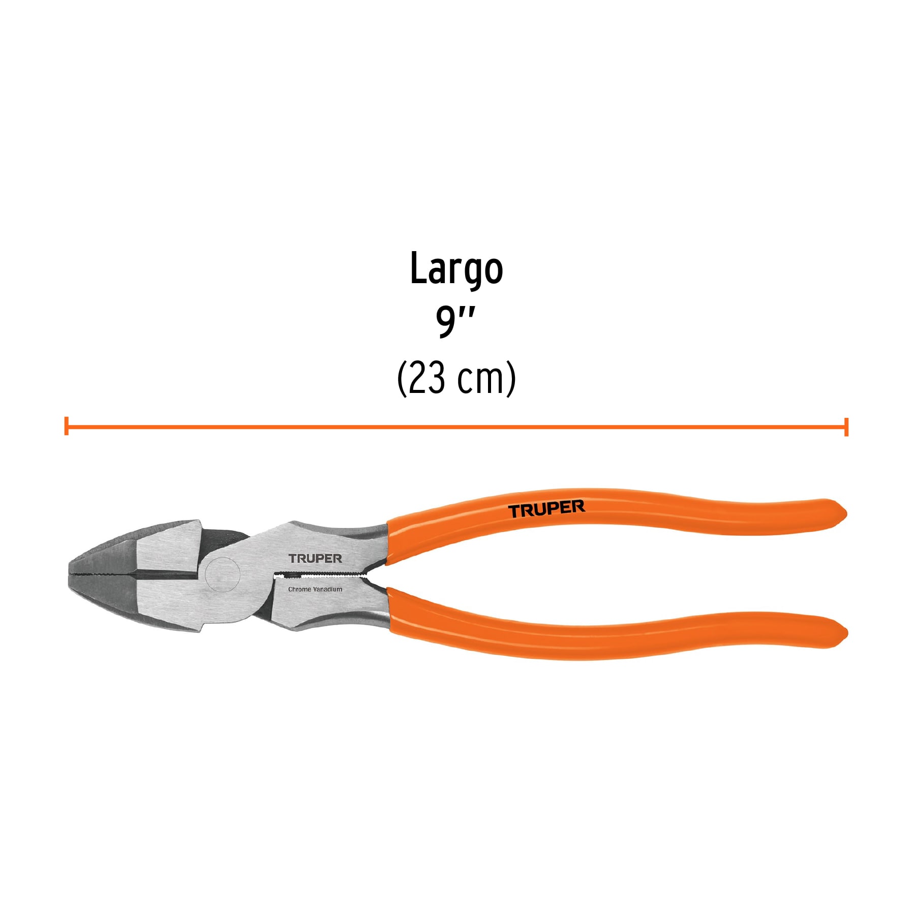 Pinza para electricista 9" alta palanca mango PVC, TRUPER TRUPER