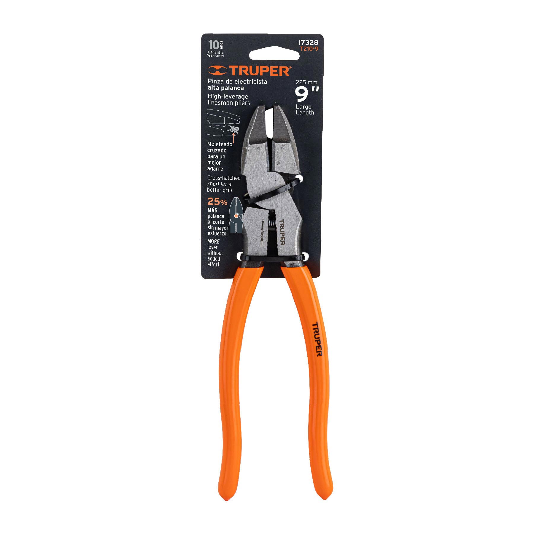 Pinza para electricista 9" alta palanca mango PVC, TRUPER TRUPER