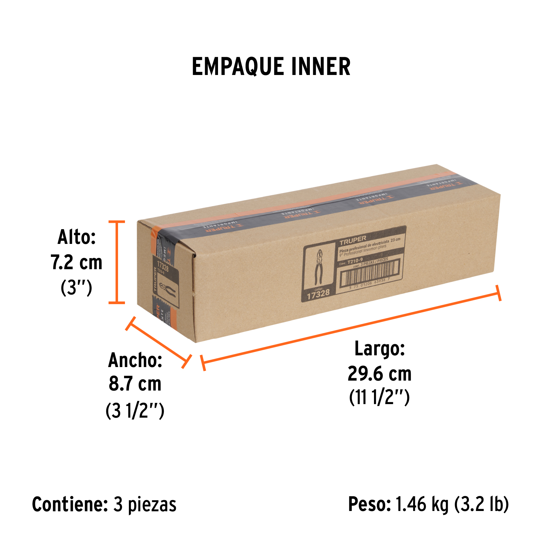 Pinza para electricista 9" alta palanca mango PVC, TRUPER TRUPER
