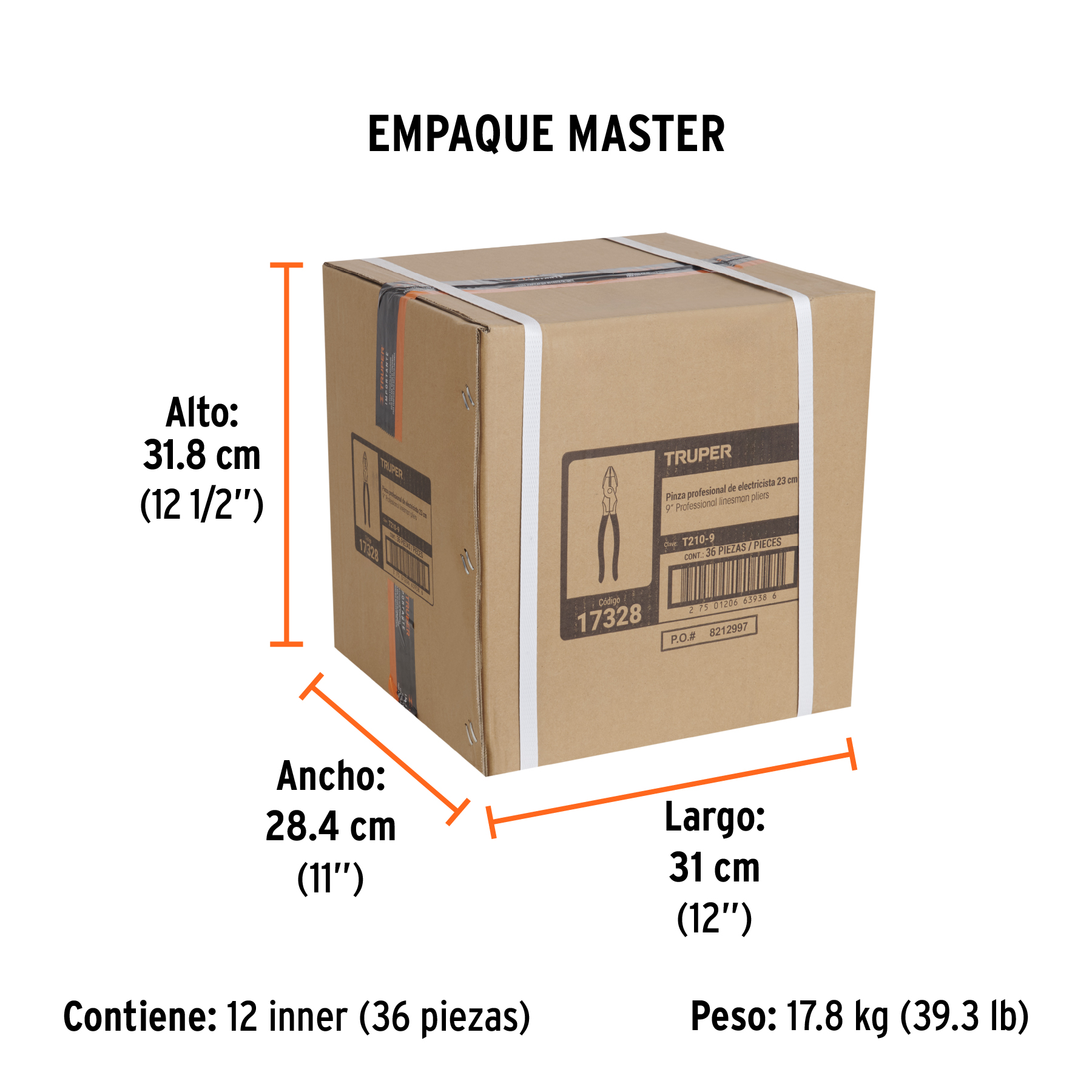 Pinza para electricista 9" alta palanca mango PVC, TRUPER TRUPER