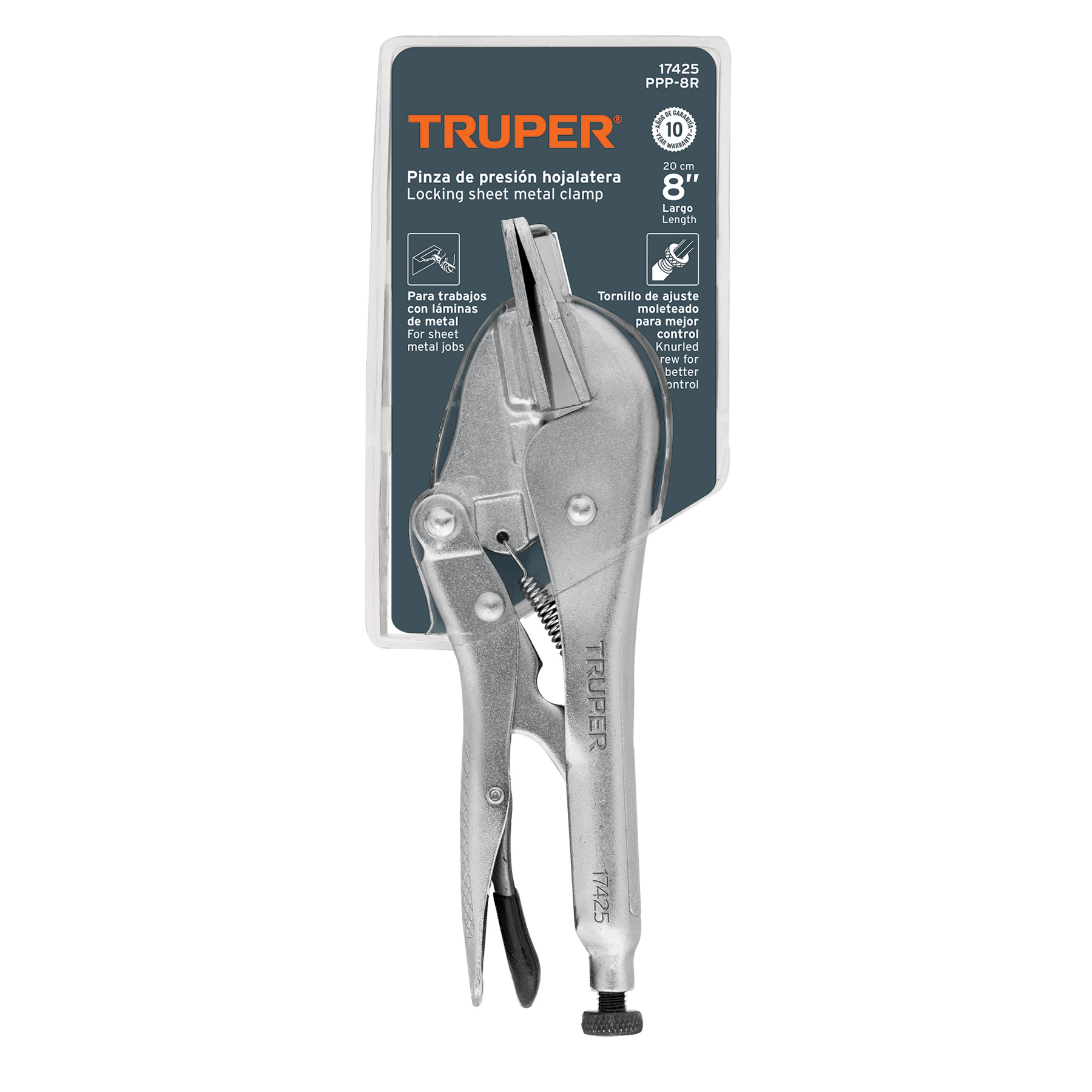 Pinza de presión 8" hojalatera, TRUPER TRUPER