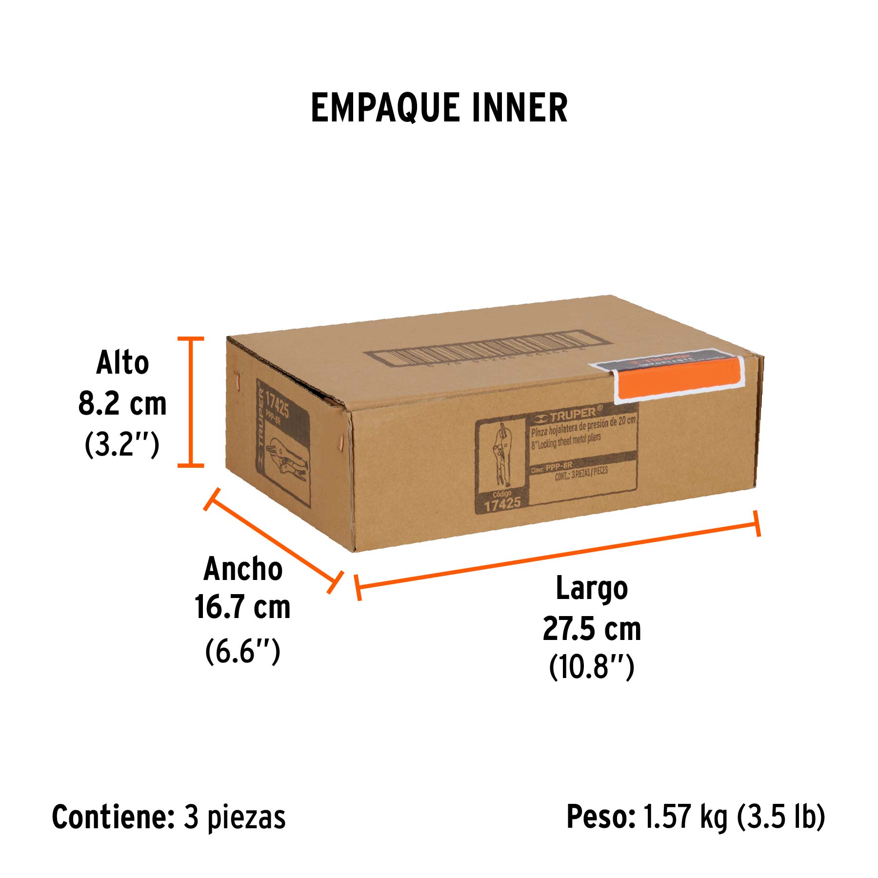 Pinza de presión 8" hojalatera, TRUPER TRUPER