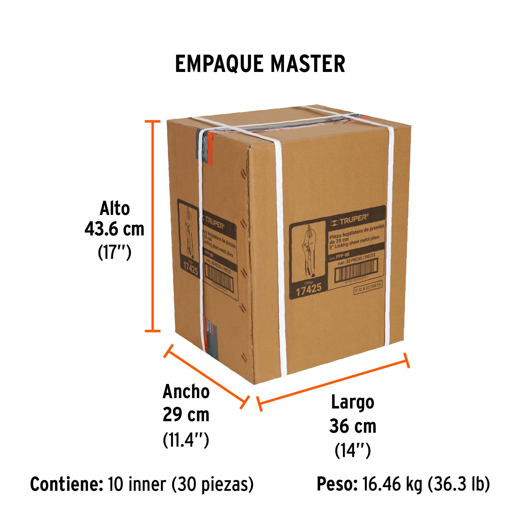 Pinza de presión 8" hojalatera, TRUPER TRUPER