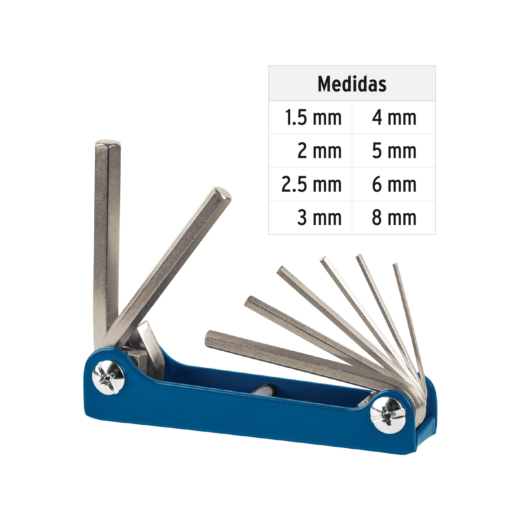 Juego de 8 llaves hexagonales mm, tipo navaja, TRUPER TRUPER