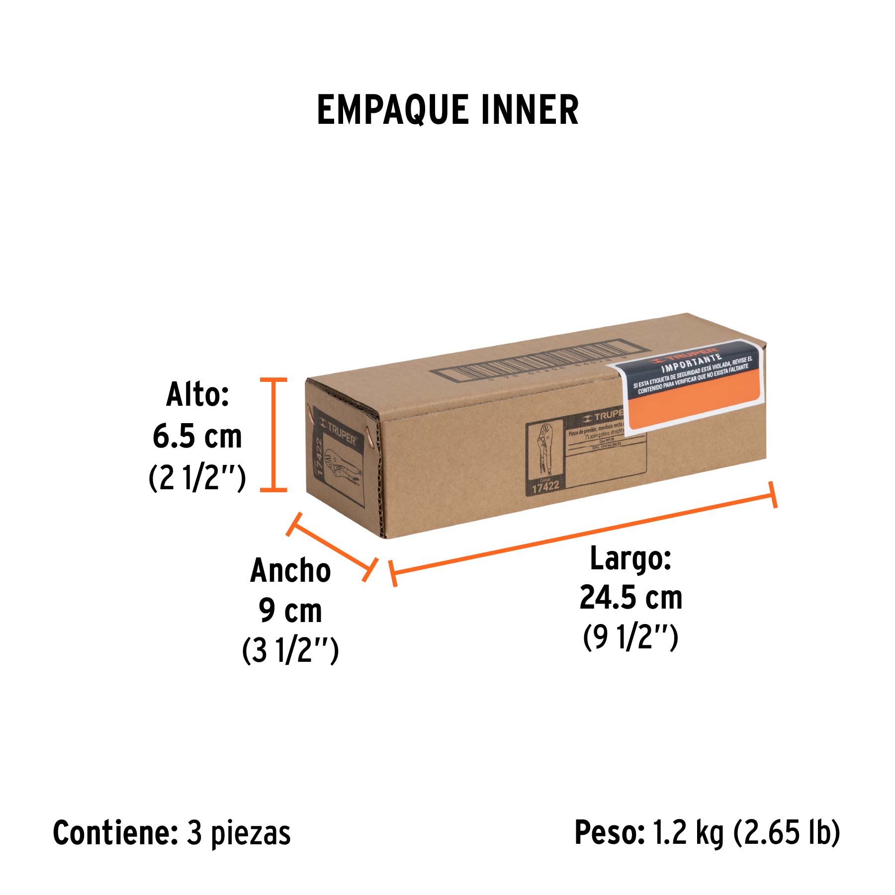 Pinza de presión 7" mordaza recta, TRUPER TRUPER