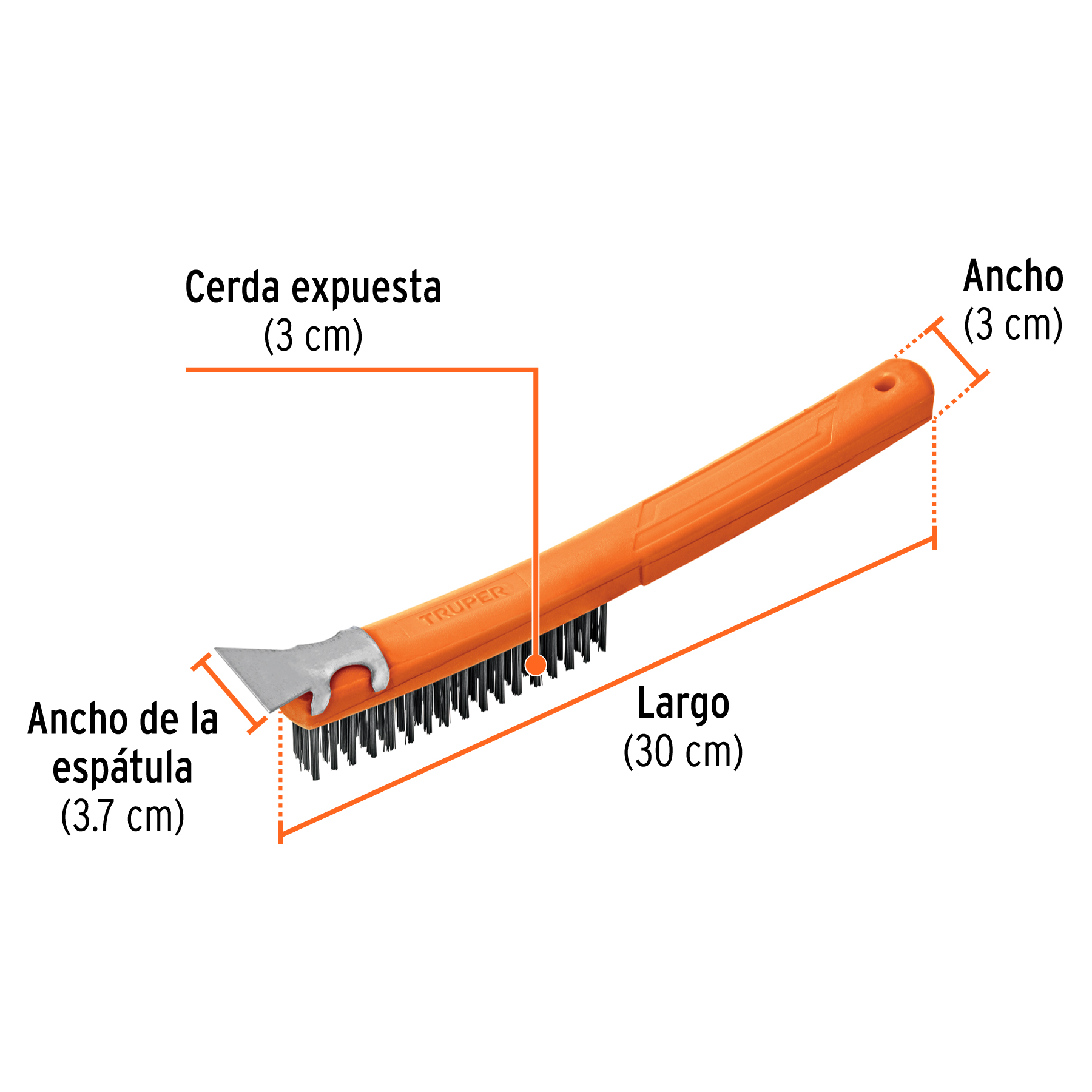 Cepillo de alambre 51 pinceles acero al carbono con espátula TRUPER
