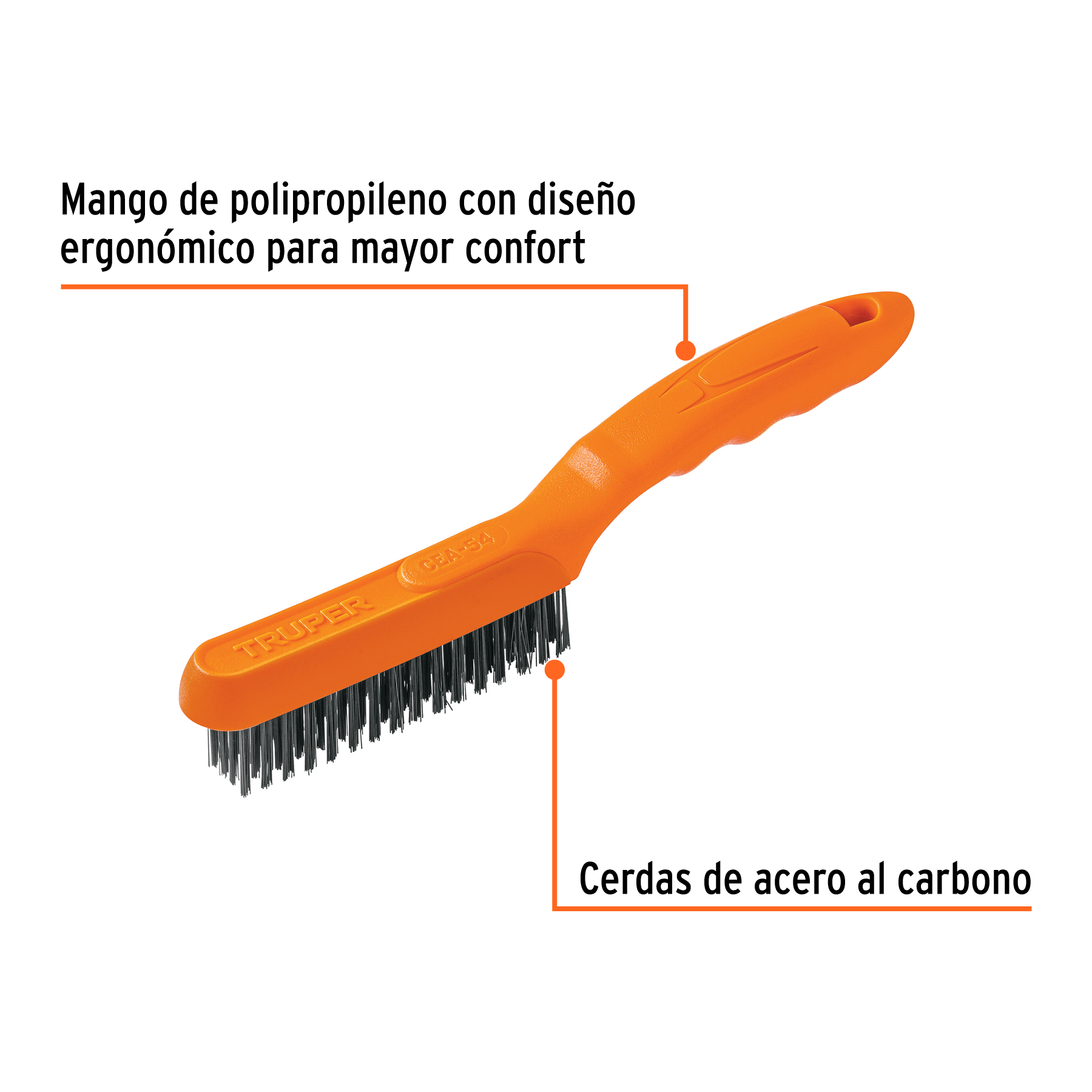 Cepillo de alambre 64 pinceles de acero al carbono, TRUPER TRUPER