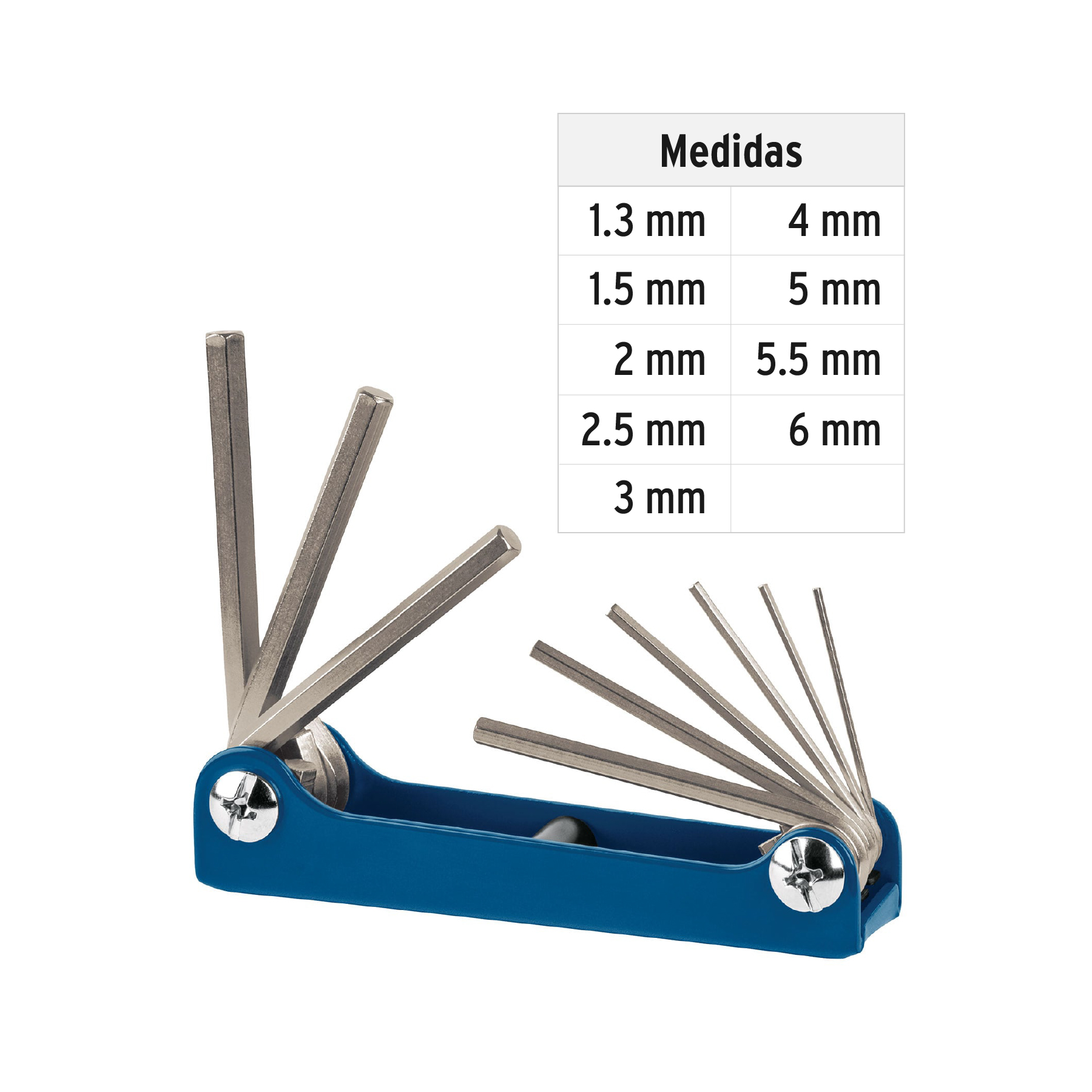 Juego de 9 llaves hexagonales mm, tipo navaja, TRUPER TRUPER