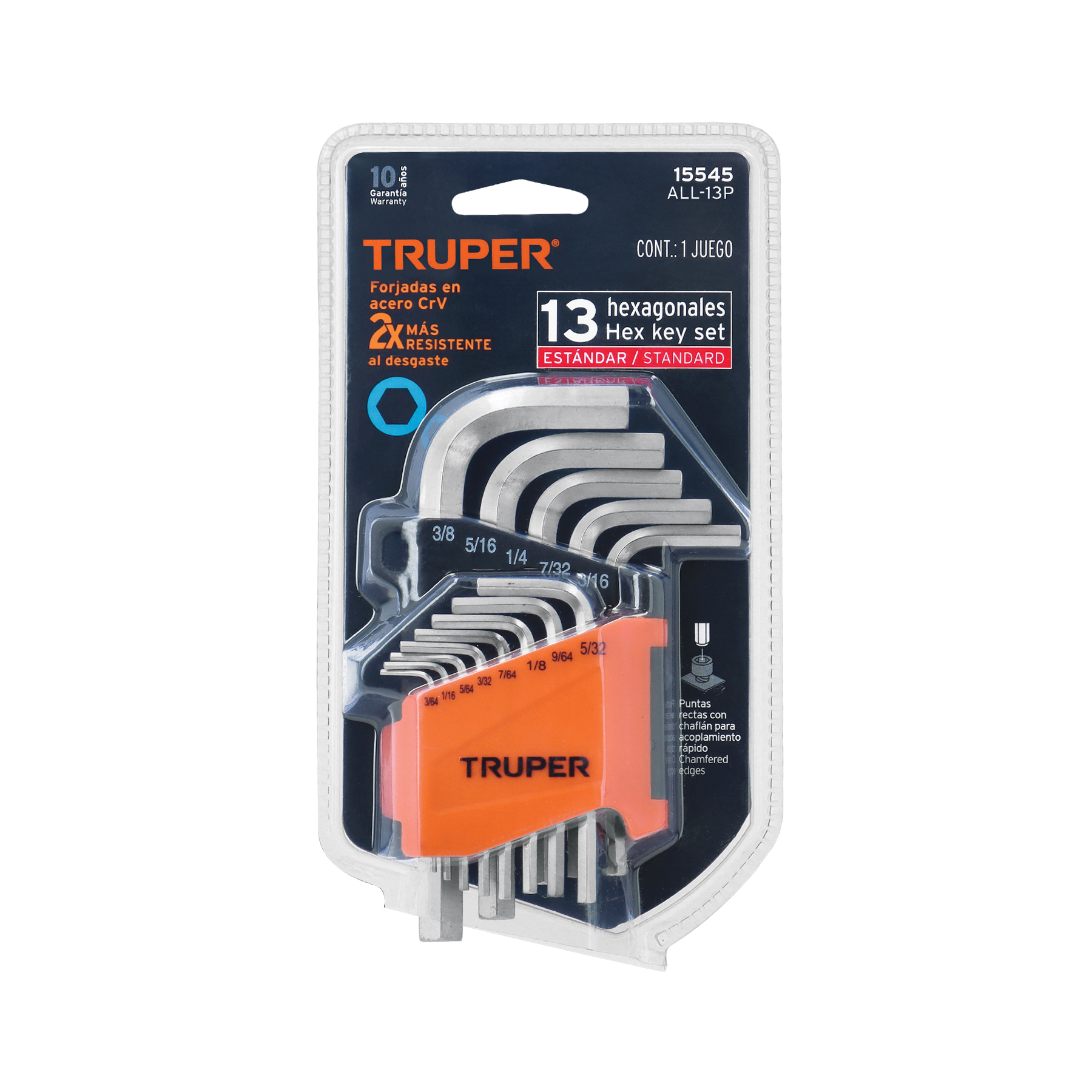 Juego de 13 llaves hexagonales std, con organizador, TRUPER TRUPER