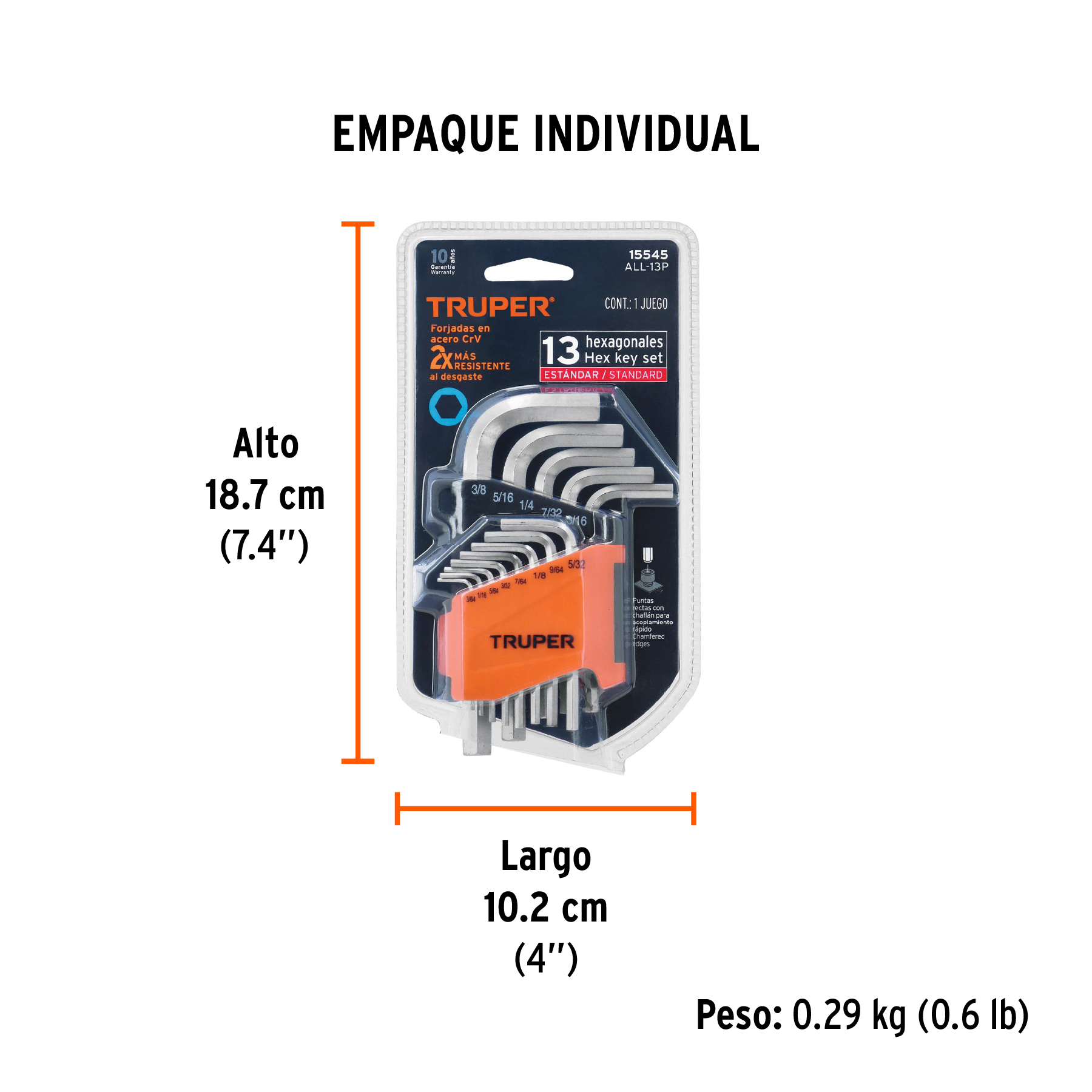 Juego de 13 llaves hexagonales std, con organizador, TRUPER TRUPER
