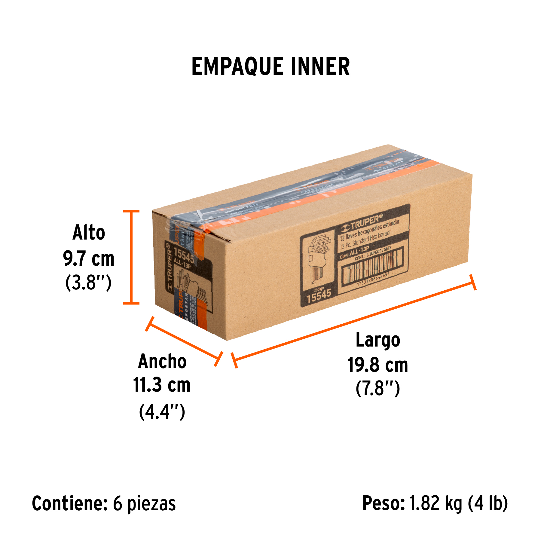 Juego de 13 llaves hexagonales std, con organizador, TRUPER TRUPER