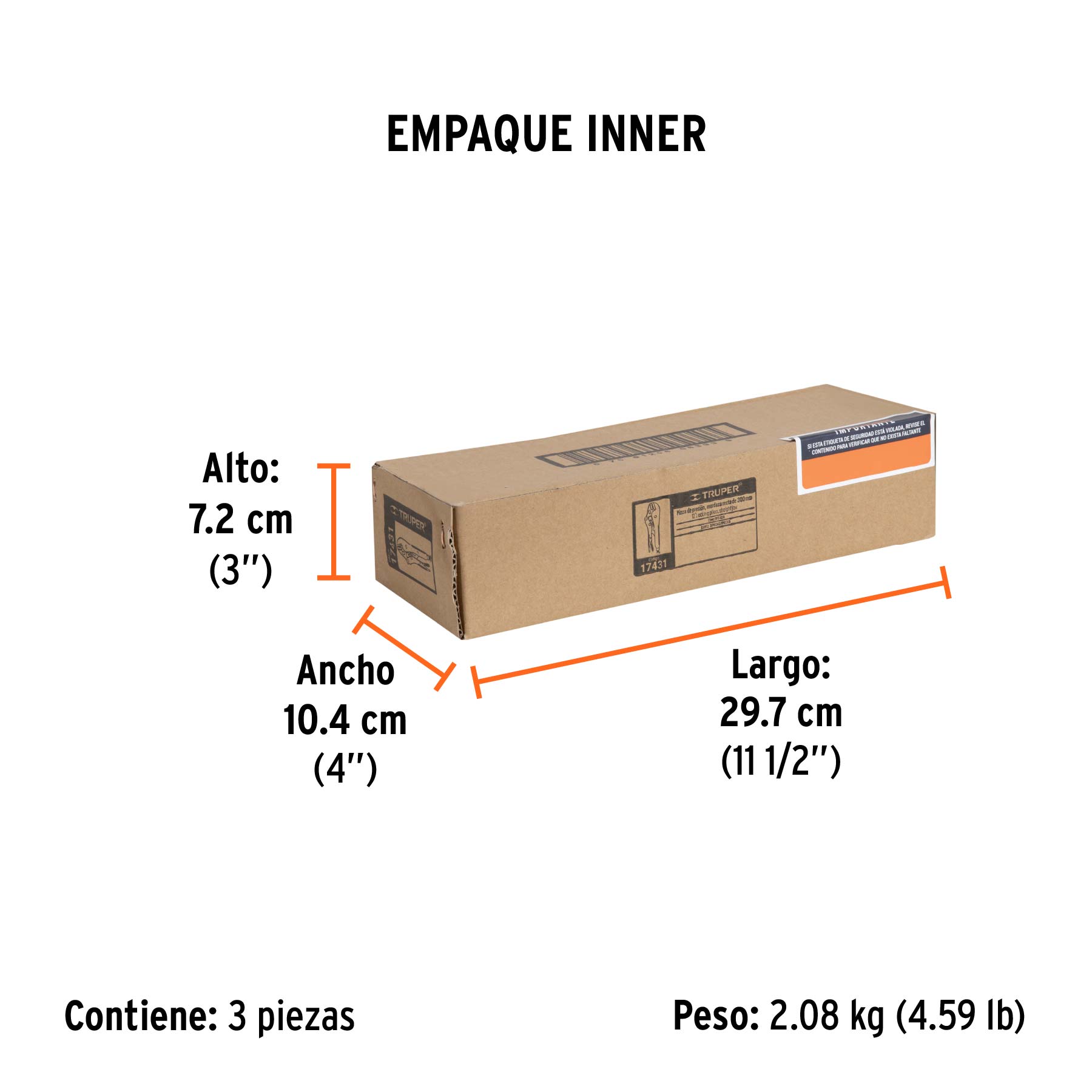 Pinza de presión 12" mordaza recta, TRUPER TRUPER
